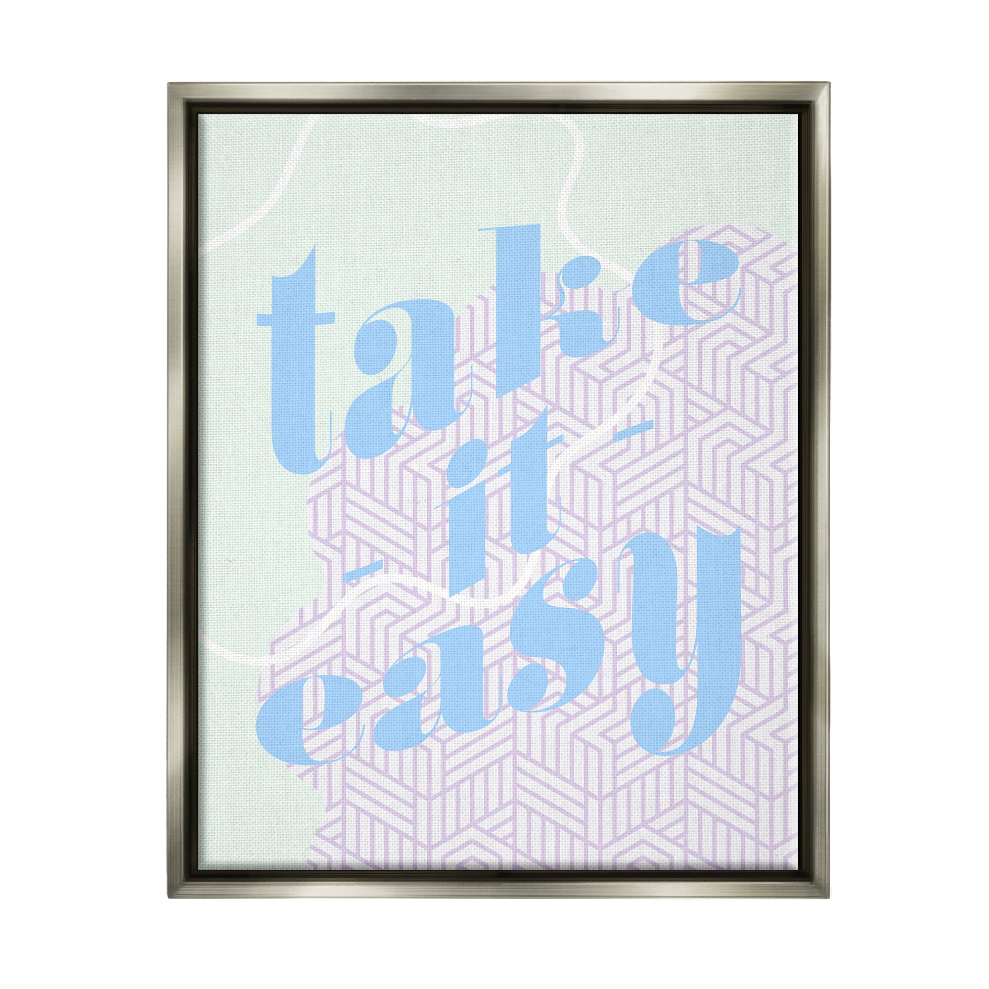 Stupell Industries Take It Easy Pastel Geometric Religious Painting Gray Floater Framed Art Print Wall Art