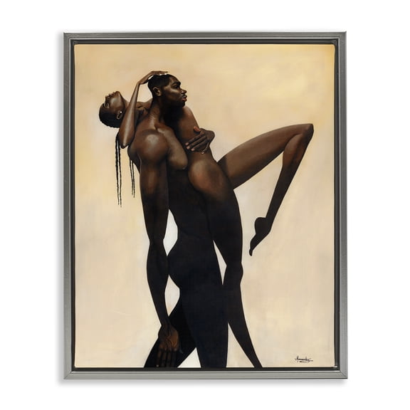 Stupell Industries Take Me Away Nude Portrait Gray Framed Floater Canvas Wall Art design by Manasseh Johnson Sr, 31 x 25