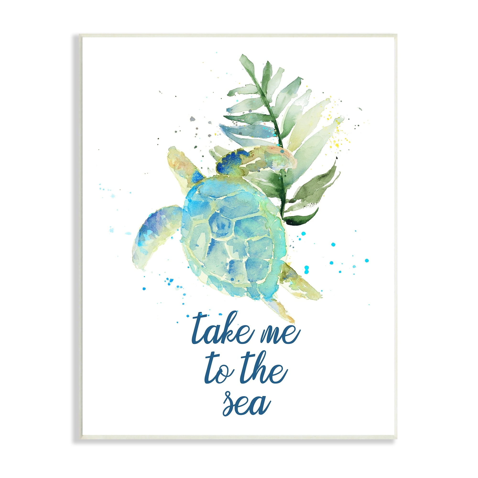 Stupell Industries Take Me to Sea Phrase Abstract Ocean Turtle, 10 x 15,Design by Lanie Loreth