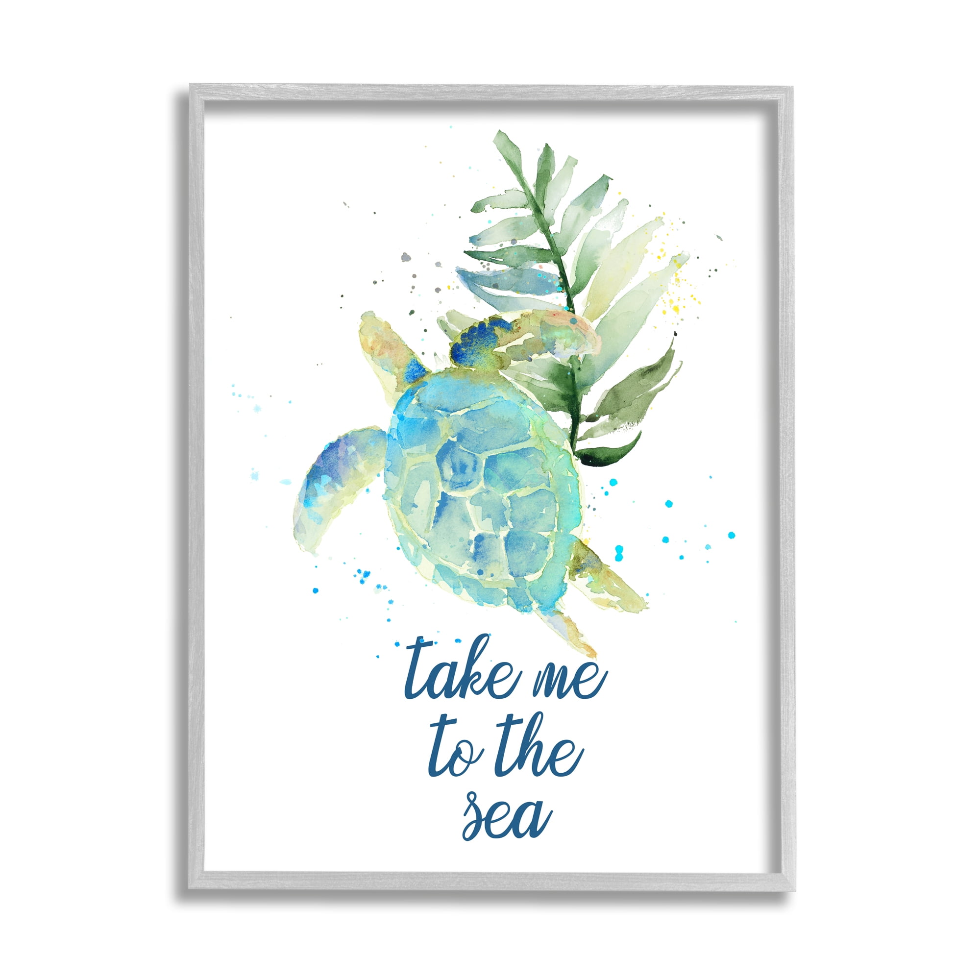Stupell Industries Take Me to Sea Phrase Abstract Ocean Turtle, 16 x 20,Design by Lanie Loreth