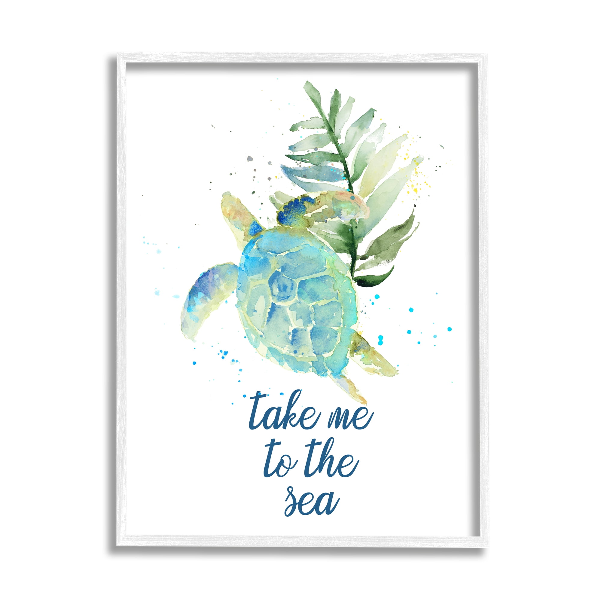 Stupell Industries Take Me to Sea Phrase Abstract Ocean Turtle, 24 x 30,Design by Lanie Loreth