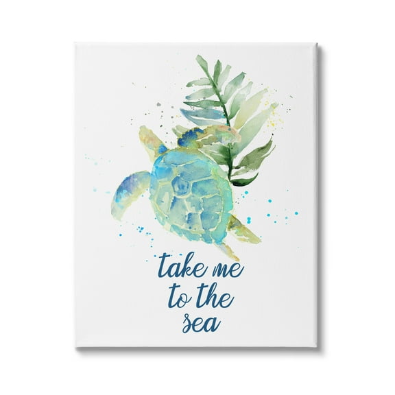 Stupell Industries Take Me to Sea Phrase Abstract Ocean Turtle, 30 x 40,Design by Lanie Loreth