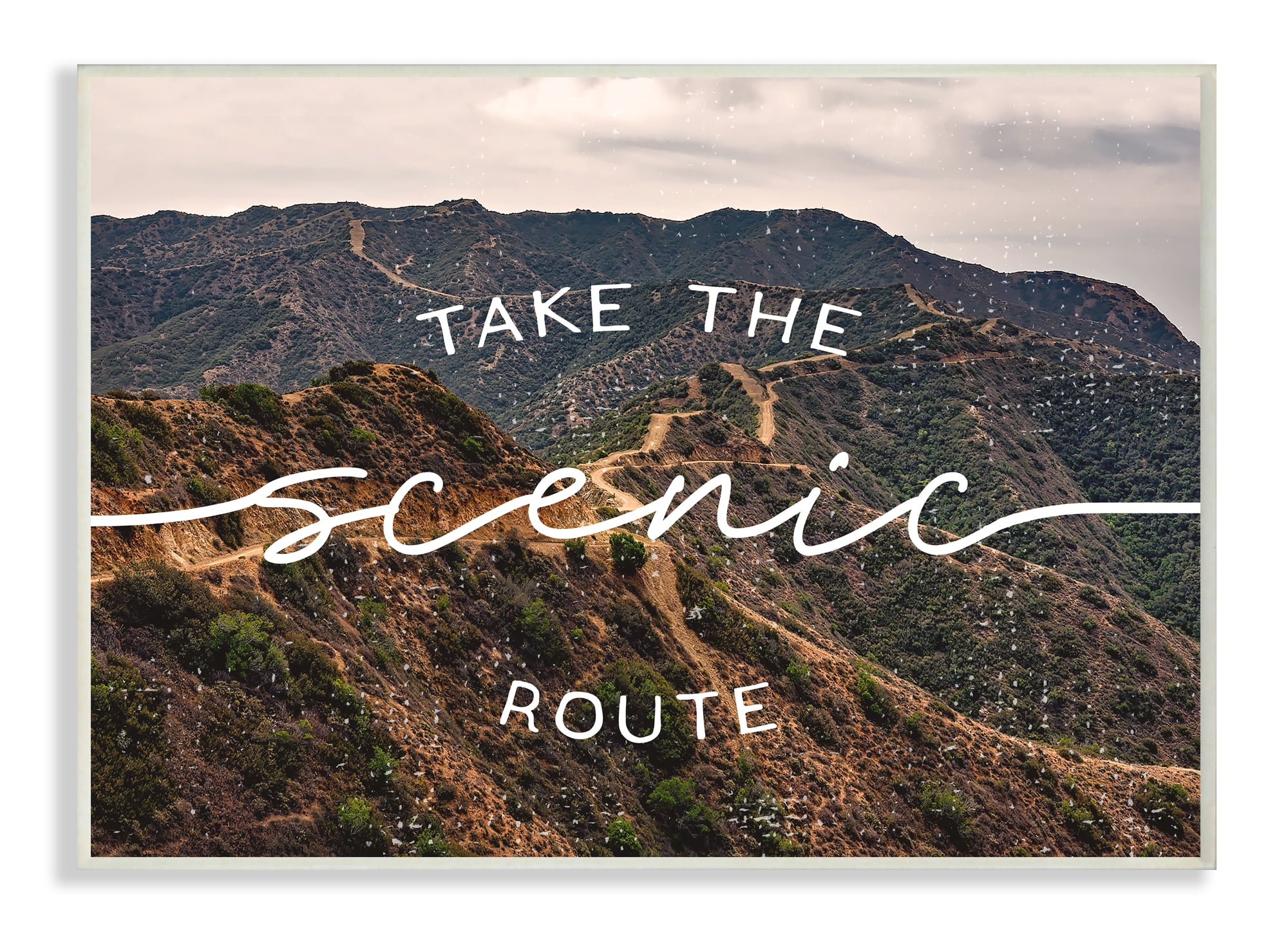 Stupell Industries Take Scenic Route Phrase Mountain Road Landscape Wall Plaque, 10 x 15, Design by Daphne Polselli