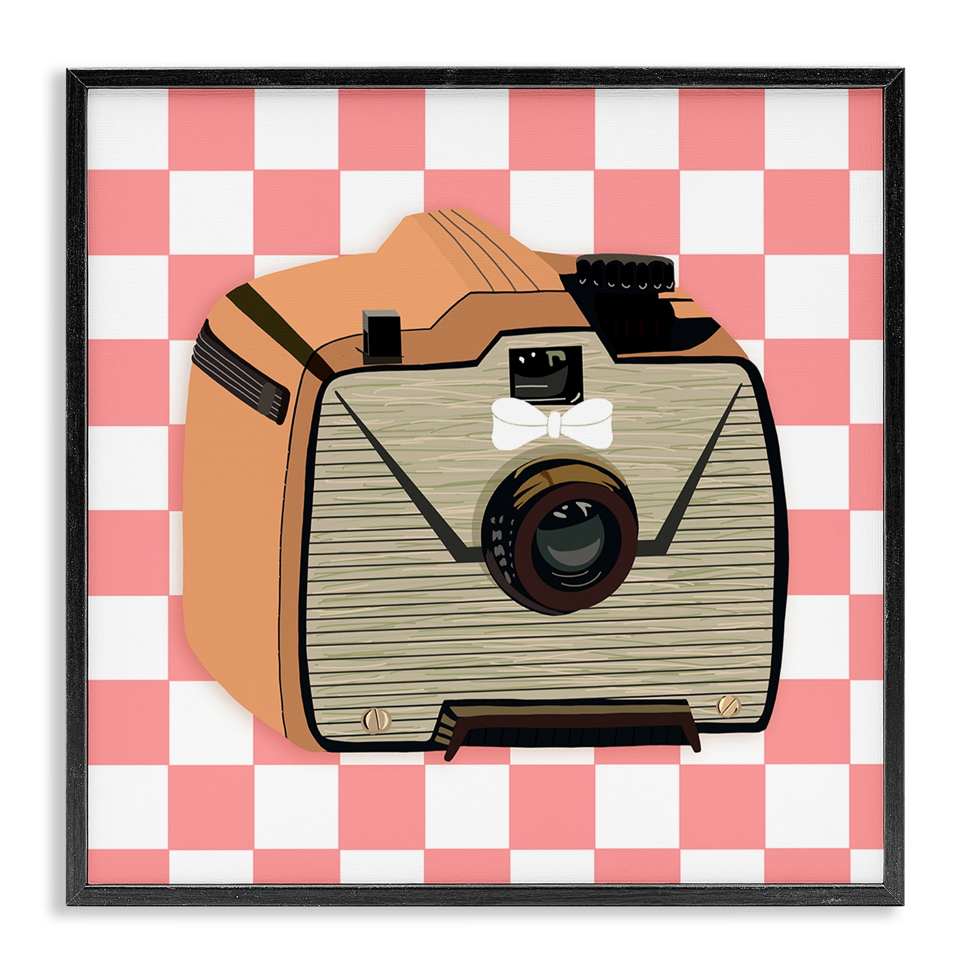 Stupell Industries Take The Shot Retro Camera Fashion Painting Black Framed Art Print Wall Art, 24 x 24