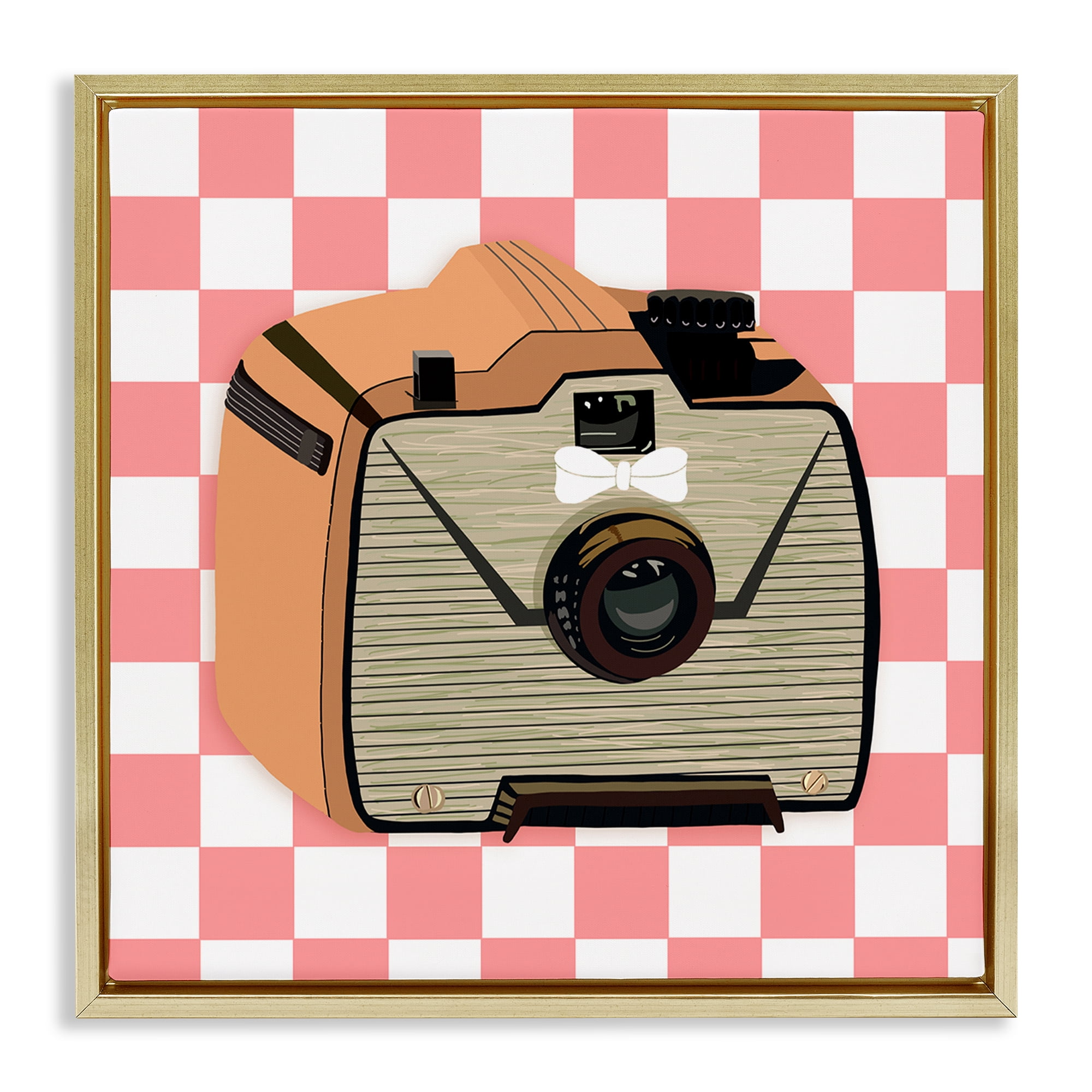 Stupell Industries Take The Shot Retro Camera Fashion Painting Gold Floater Framed Canvas Art Print Wall Art, 25 x 25