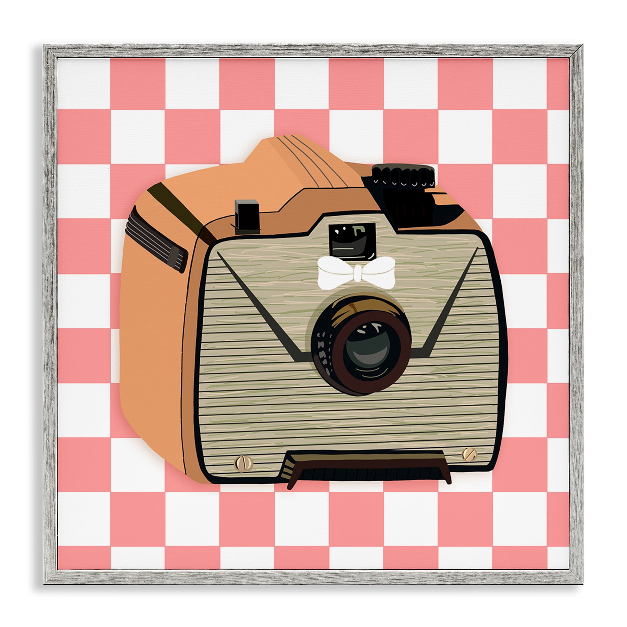Stupell Industries Take The Shot Retro Camera Fashion Painting Gray Framed Art Print Wall Art, 12 x 12