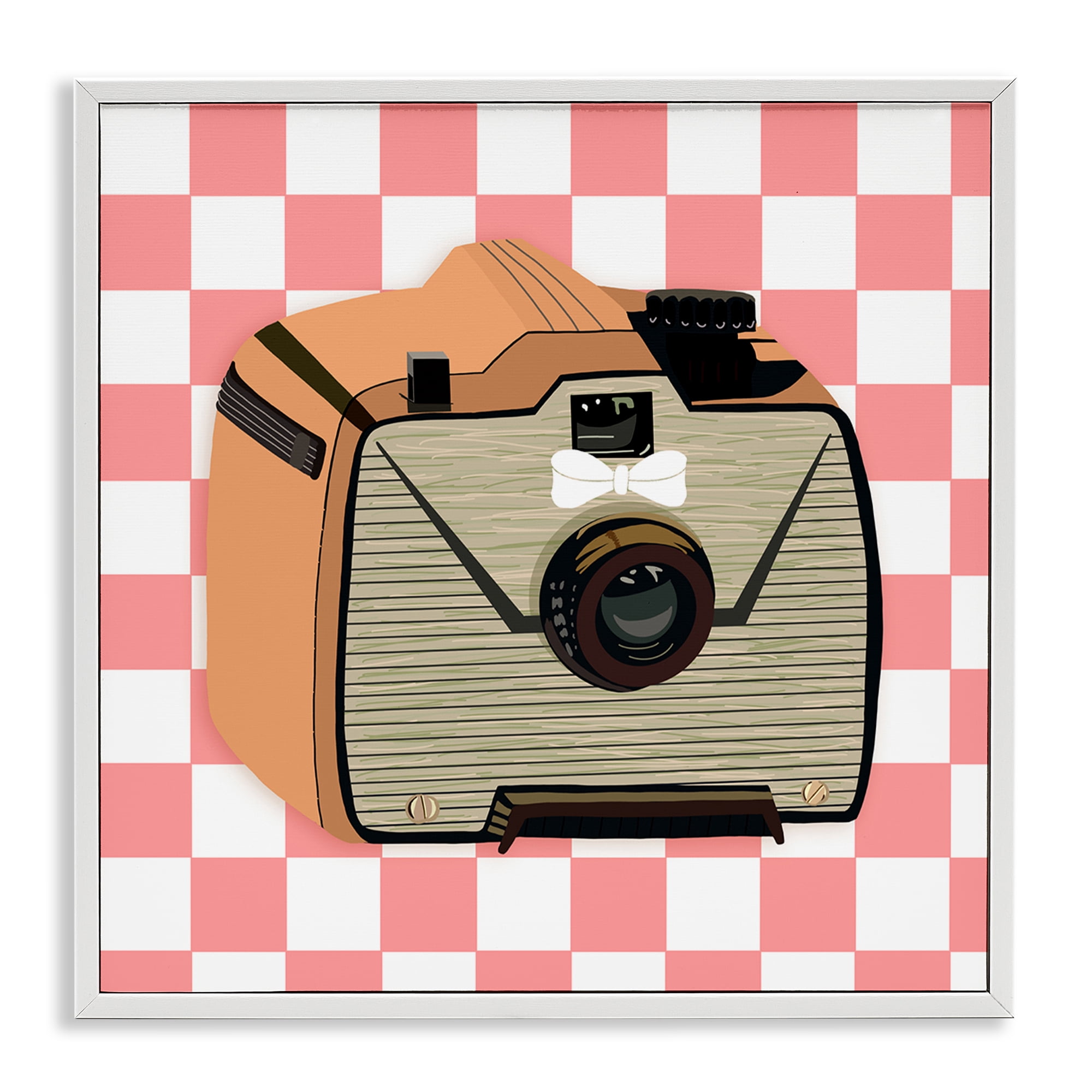 Stupell Industries Take The Shot Retro Camera Fashion Painting White Framed Art Print Wall Art, 24 x 24