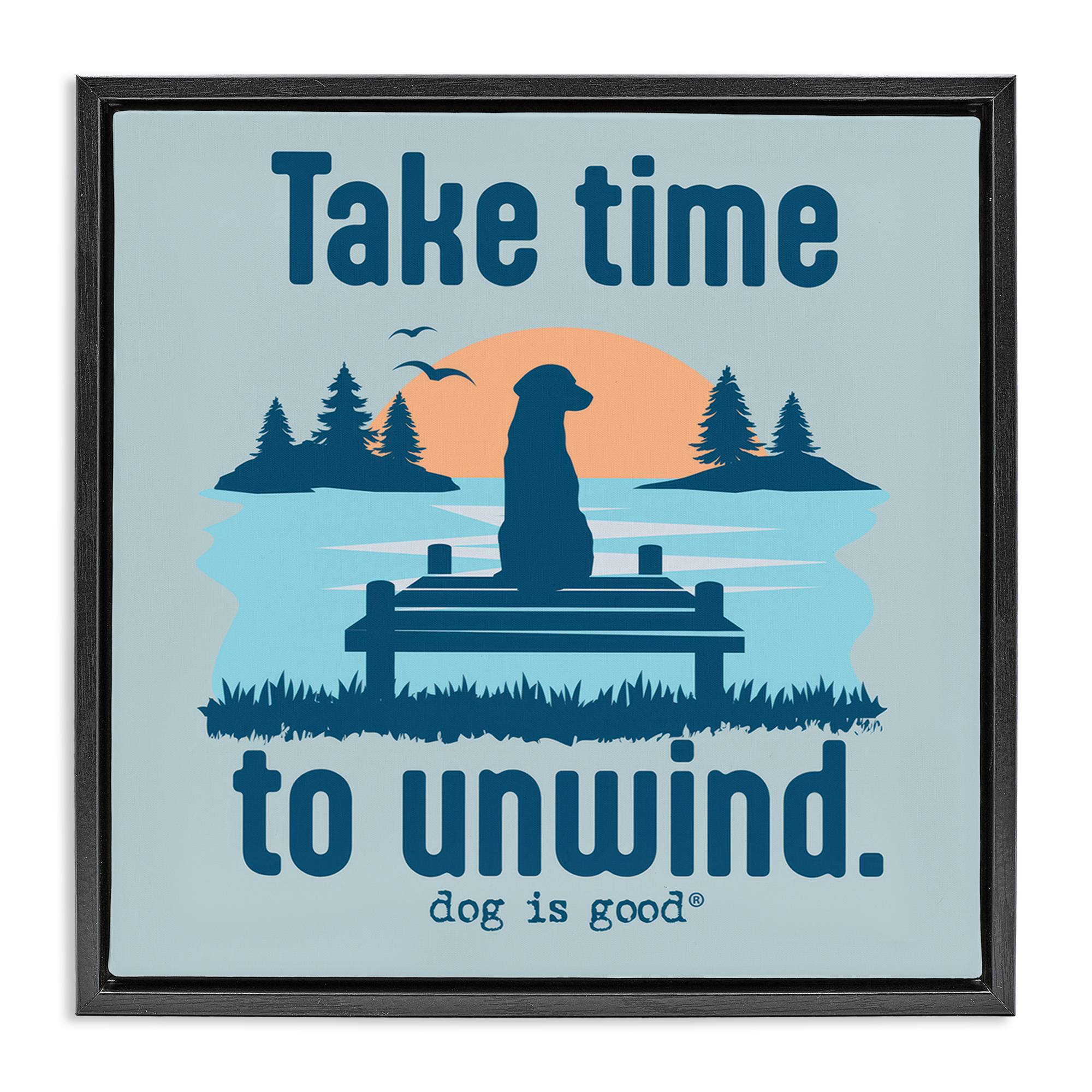 Stupell Industries Take Time to Unwind Animals Painting Black Floater Framed Canvas Art Print Wall Art, 25 x 25