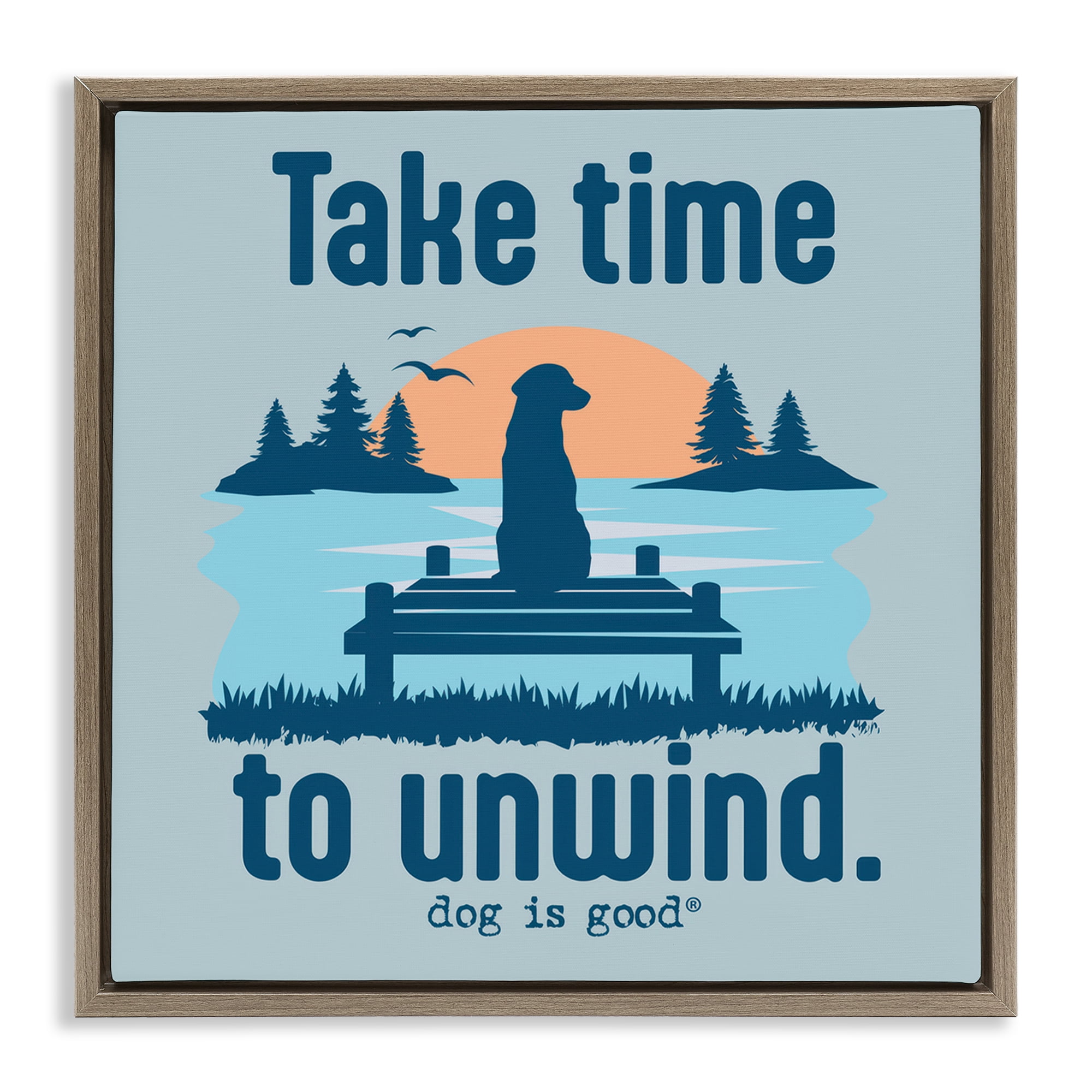 Stupell Industries Take Time to Unwind Animals Painting Brown Floater Framed Canvas Art Print Wall Art, 25 x 25