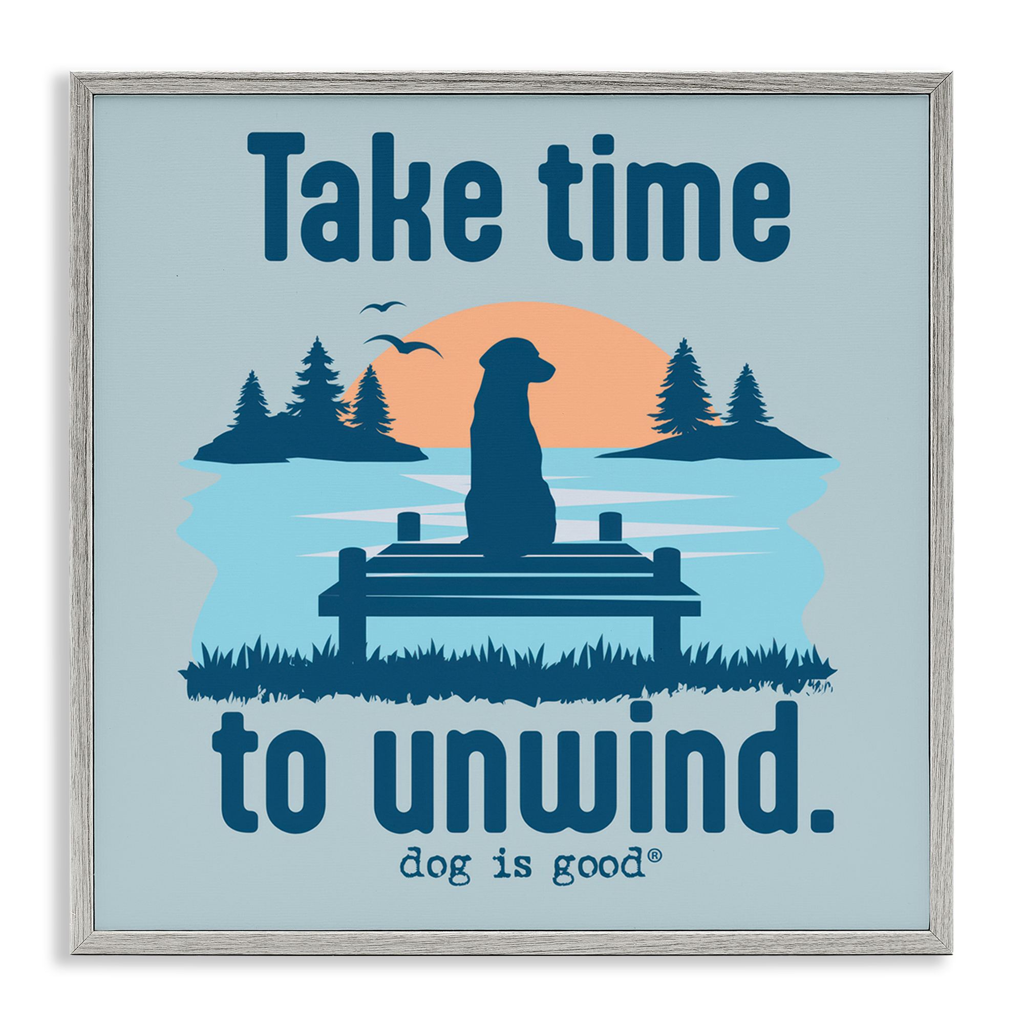 Stupell Industries Take Time to Unwind Animals Painting Gray Framed Art Print Wall Art, 12 x 12