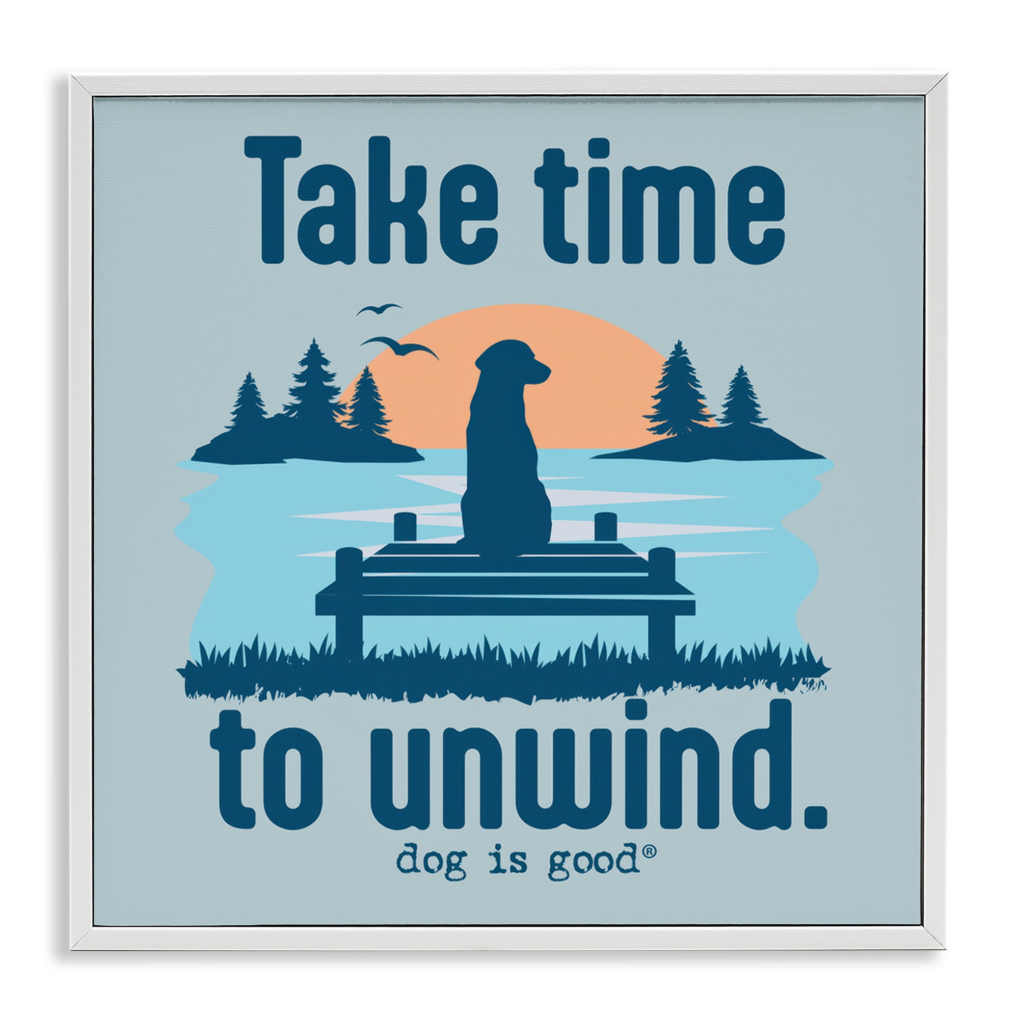 Stupell Industries Take Time to Unwind Animals Painting White Framed Art Print Wall Art, 17 x 17