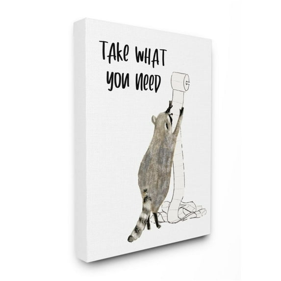 Stupell Industries Take What You Need Phrase Toilet Paper Racoon Design by Victoria Barnes, 16" x 20"
