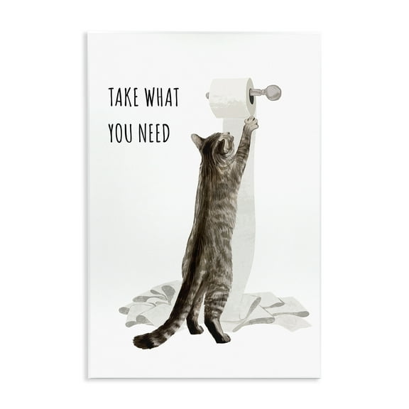 Take What You Need Toilet Paper Cat Wall Plaque Art, 13 x 19, Made In USA