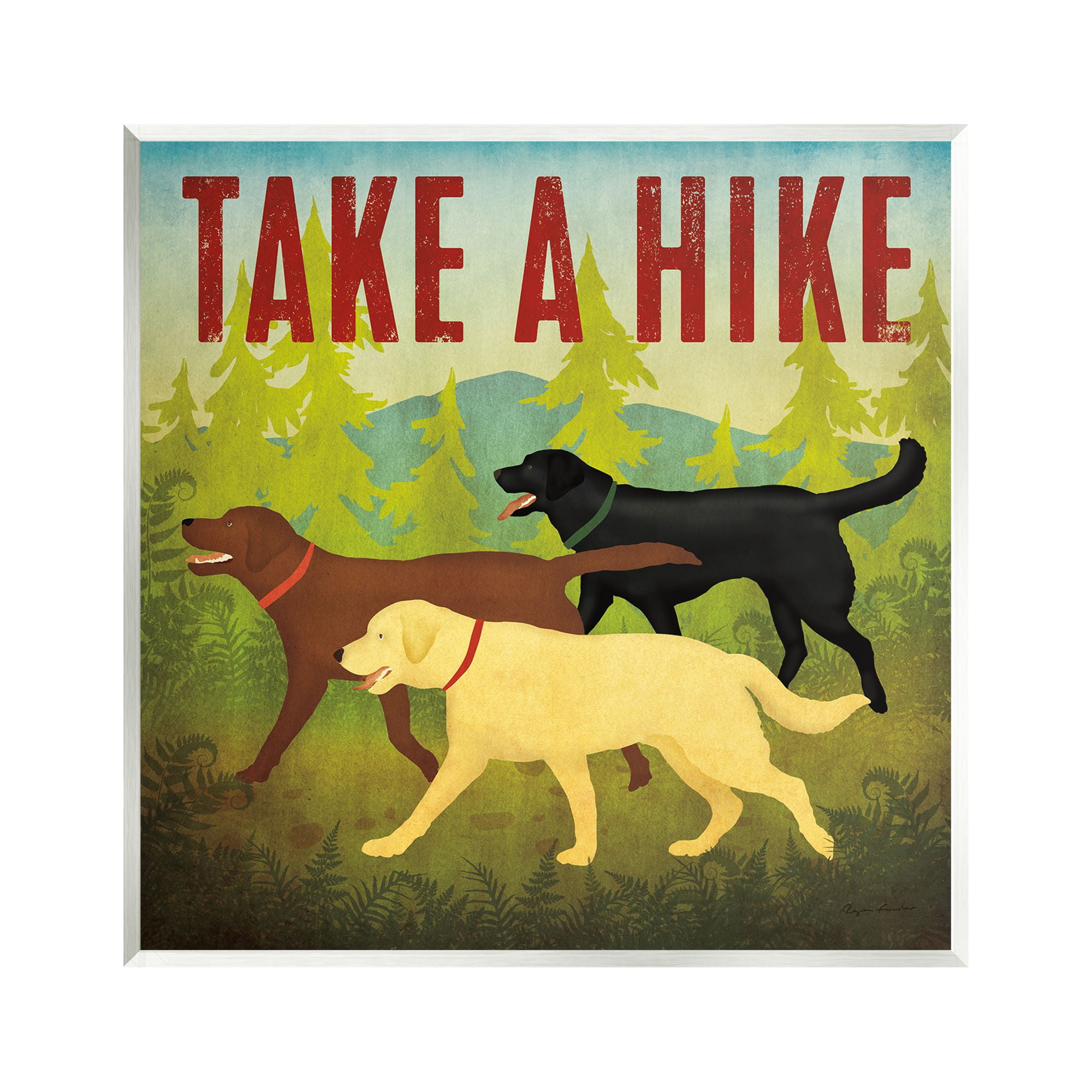 Stupell Industries Take a Hike Phrase Animals & Insects Painting Unframed Art Print Wall Art, 12 x 12