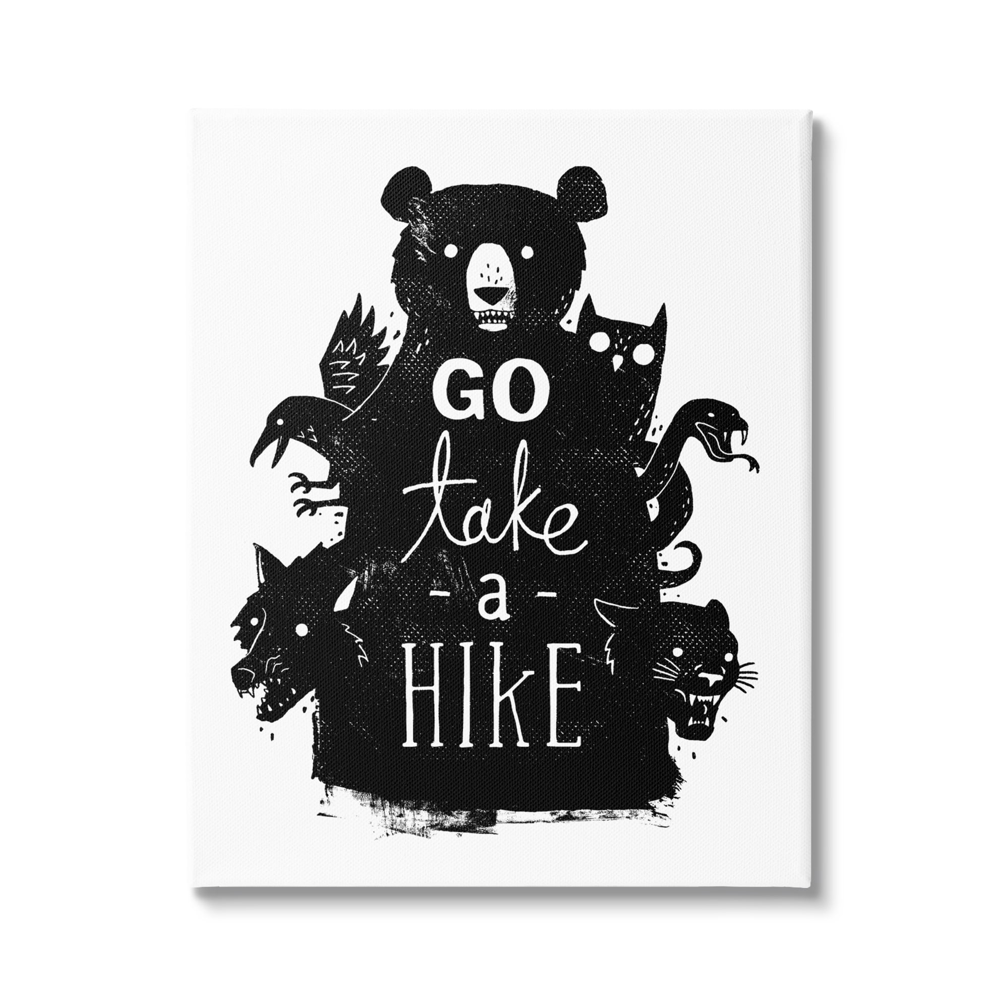 Stupell Industries Take a Hike Typography Wildlife Silhouette Black Bear Canvas Wall Art, 36 x 48, Design by Michael Buxton