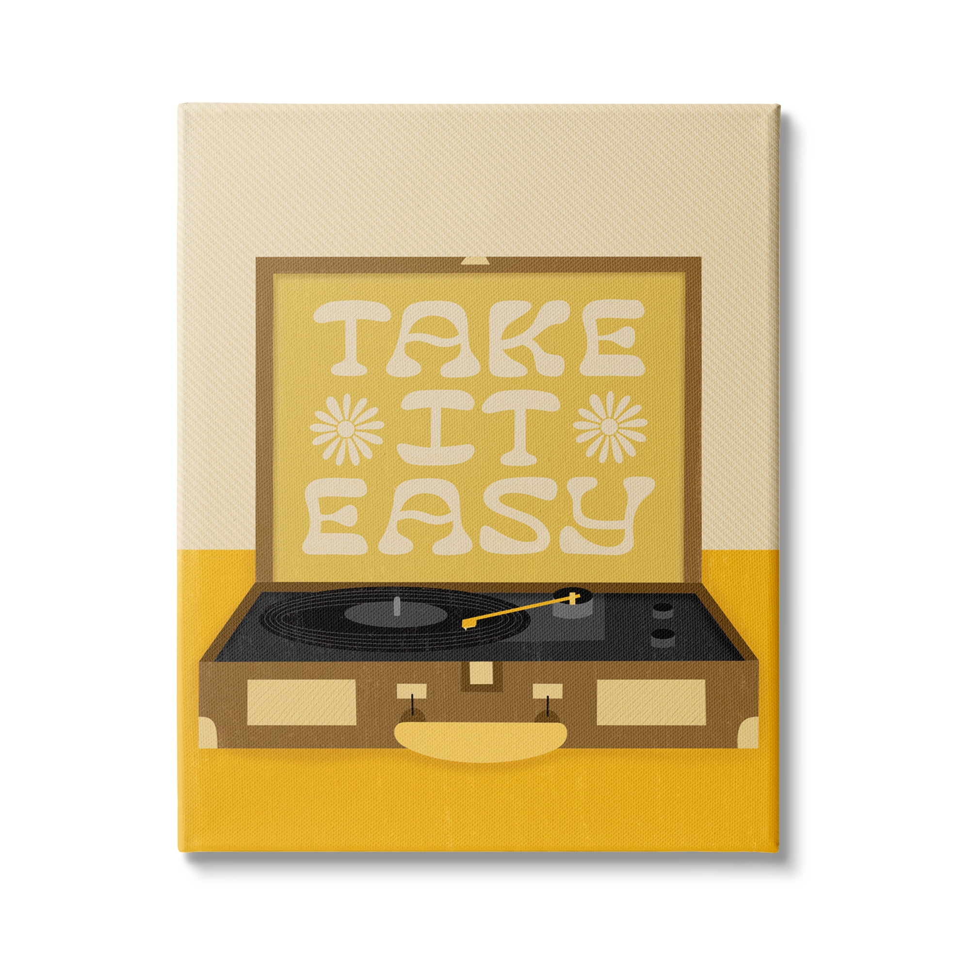 Stupell Industries Take it Easy Motivational Vintage Boho Record Player, 24 x 30,Design by Jaylnn Heerdt