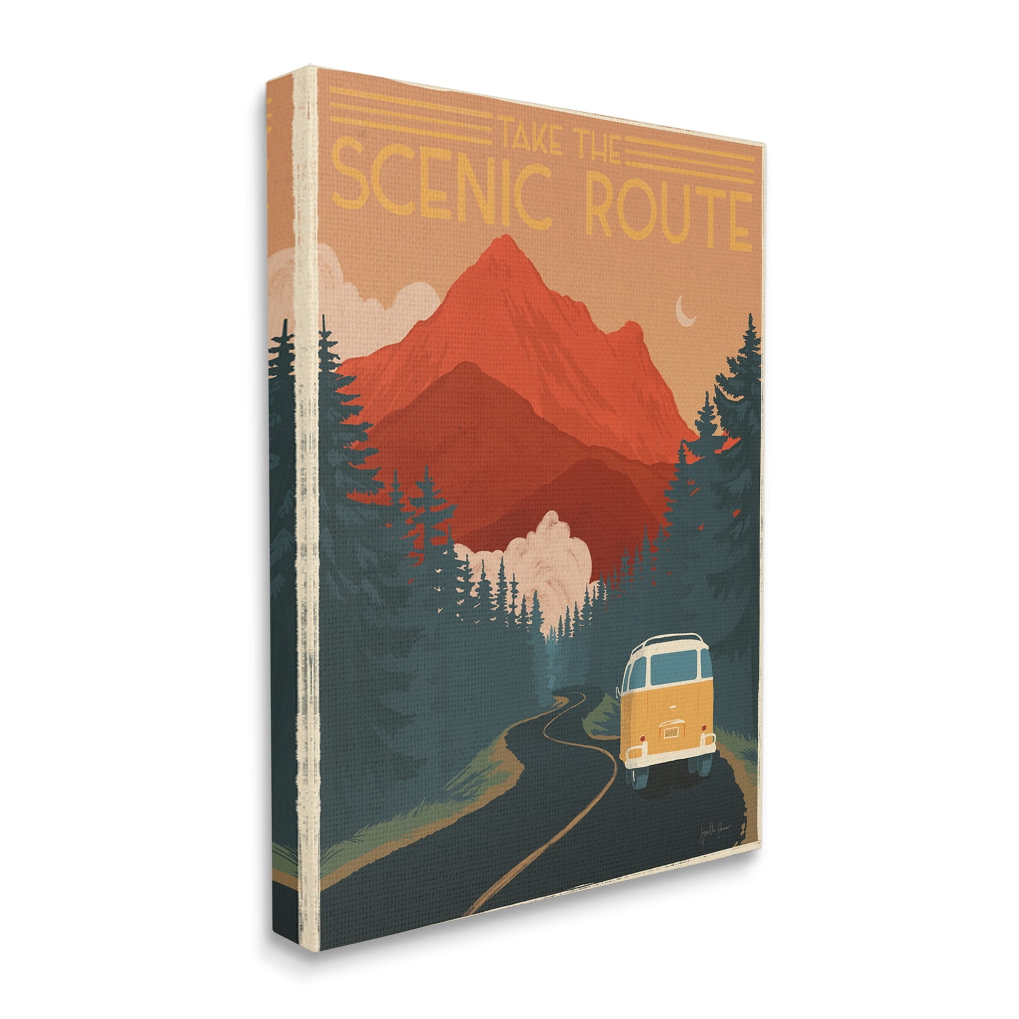 Retro Mountain Travel Quote Canvas Art in Bold Colors, 36" x 48"