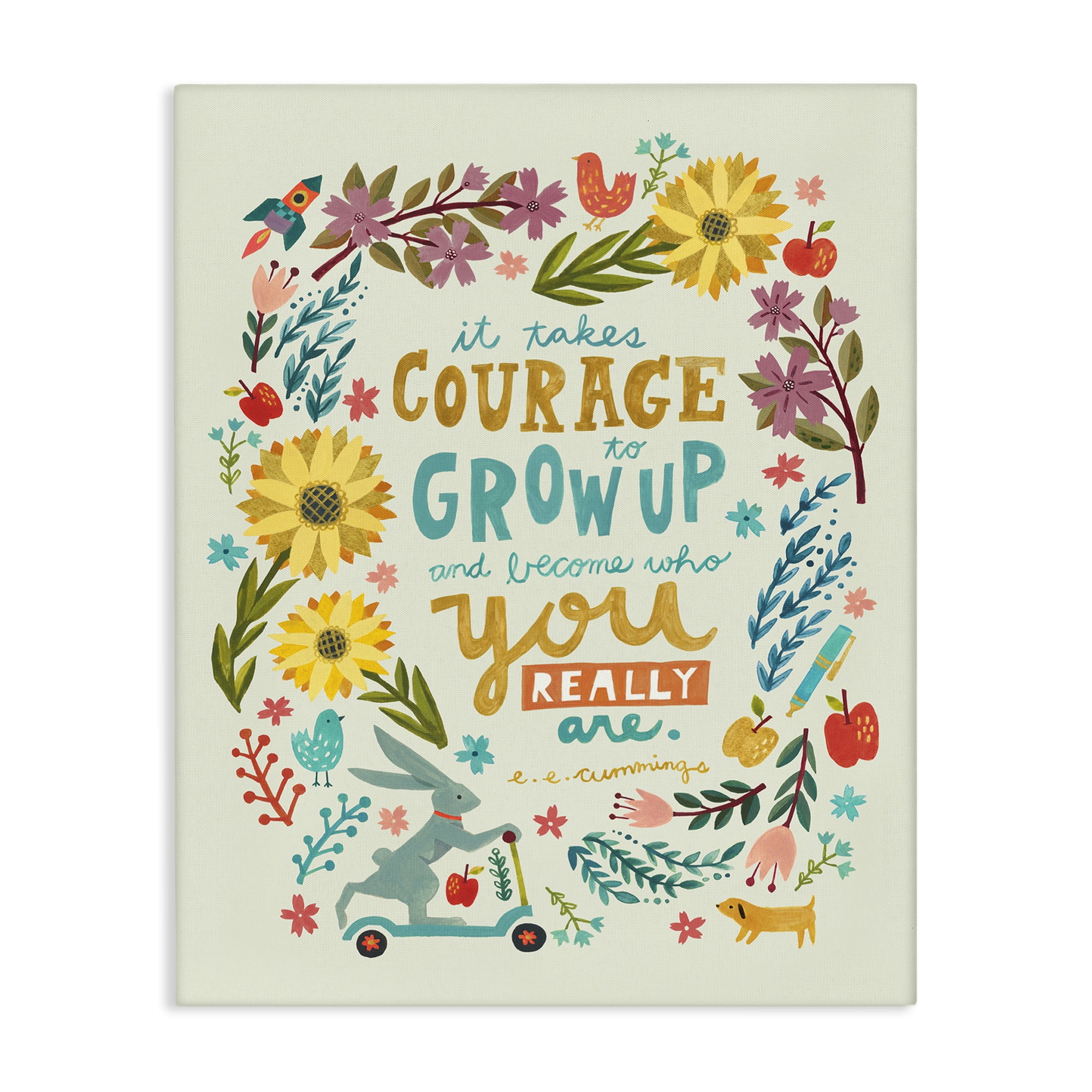 Stupell Industries Takes Courage Inspiring Florals Plants & Flowers Painting Wrapped Canvas Art Print Wall Art, 16 x 20