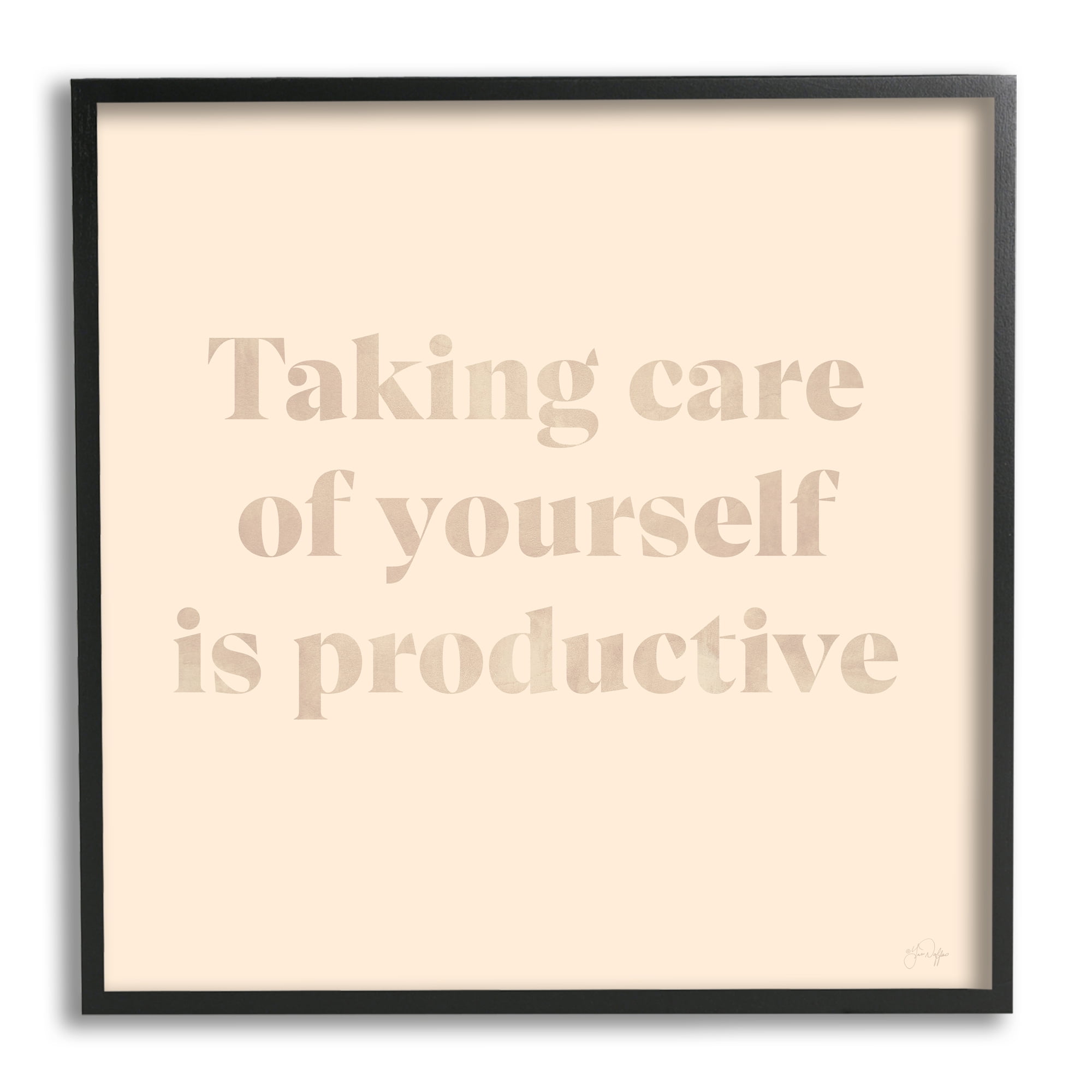 Stupell Industries Taking Care Of Yourself Comforting Motivational Phrase Framed Wall Art, 12 x 12, Design by Yass Naffas Designs