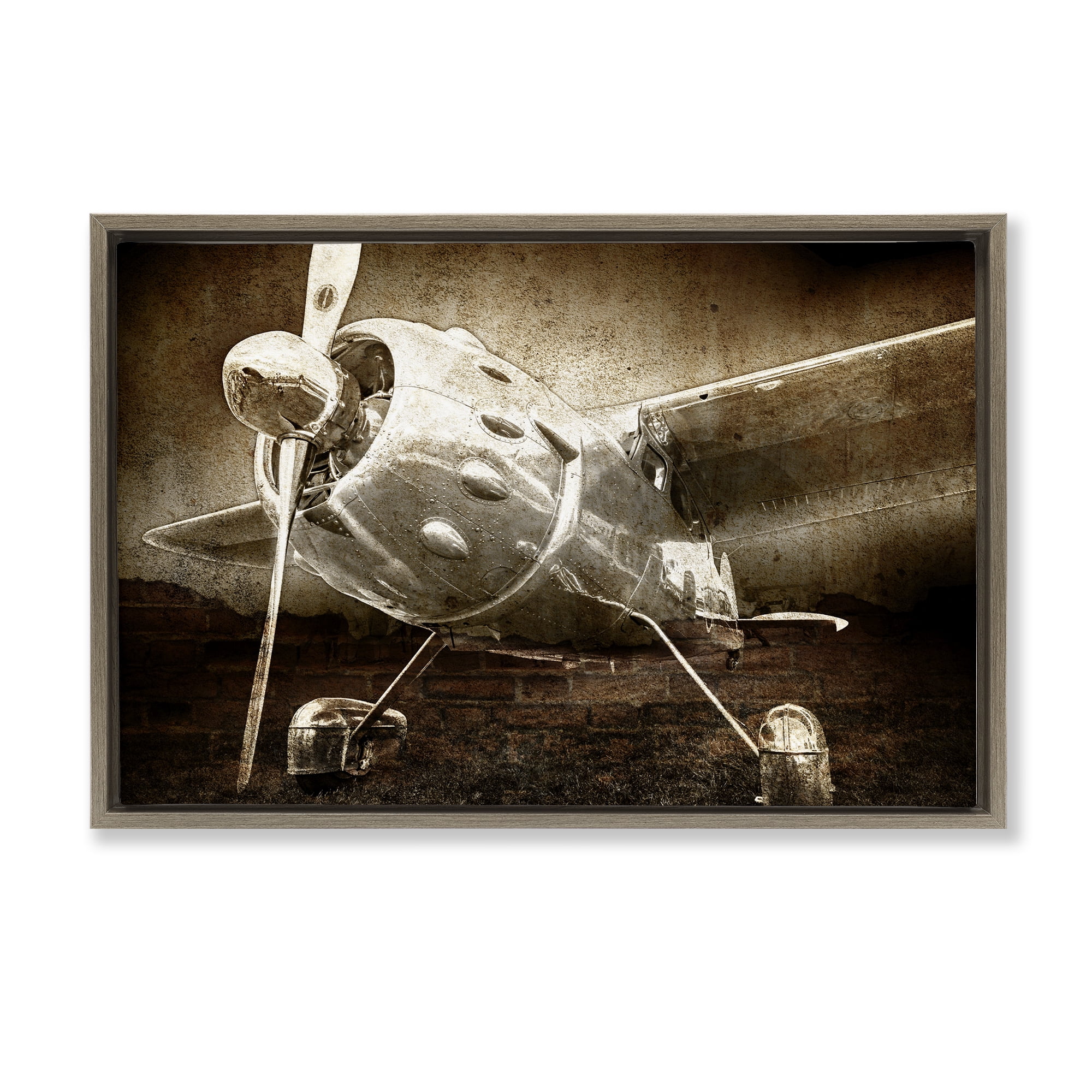 Stupell Industries Taking Flight Vintage Brown Framed Floater Canvas Wall Art, design by Kim Allen