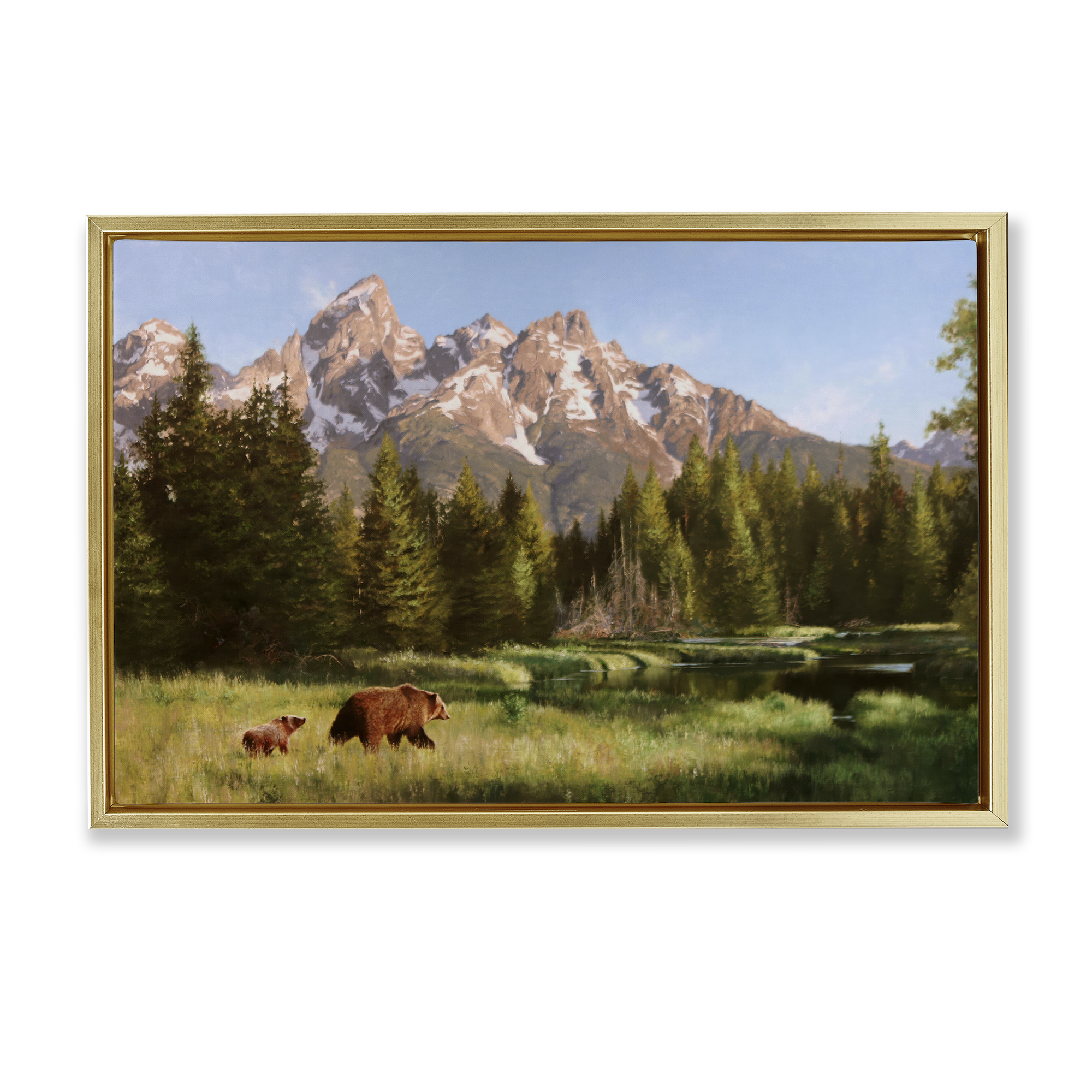 Stupell Industries Taking The Scenic Route Landscape & Nature Painting Gold Floater Framed Canvas Art Print Wall Art, 31 x 21