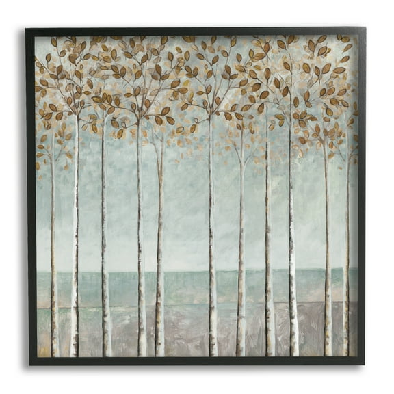Stupell Industries Tall Birch Tree Trunks Blossoming Fall Leaves Painting Black Framed Art Print Wall Art, Design by Cloverfield & Co.
