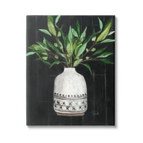 Stupell Industries Tall Botanical Leaves Arrangement Patterned Pottery Vase Painting Gallery Wrapped Canvas Print Wall Art, Design by Patricia Pinto