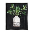 thumbnail image 1 of Stupell Industries Tall Botanical Leaves Arrangement Patterned Pottery Vase Painting Jet Black Floating Framed Canvas Print Wall Art, Design by Patricia Pinto, 1 of 6