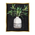 thumbnail image 1 of Stupell Industries Tall Botanical Leaves Arrangement Patterned Pottery Vase Painting Metallic Gold Floating Framed Canvas Print Wall Art, Design by Patricia Pinto, 1 of 5
