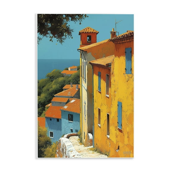 Stupell Industries Tall Buildings by Sea Buildings & Architecture Painting Unframed Art Print Wall Art, 10 x 15