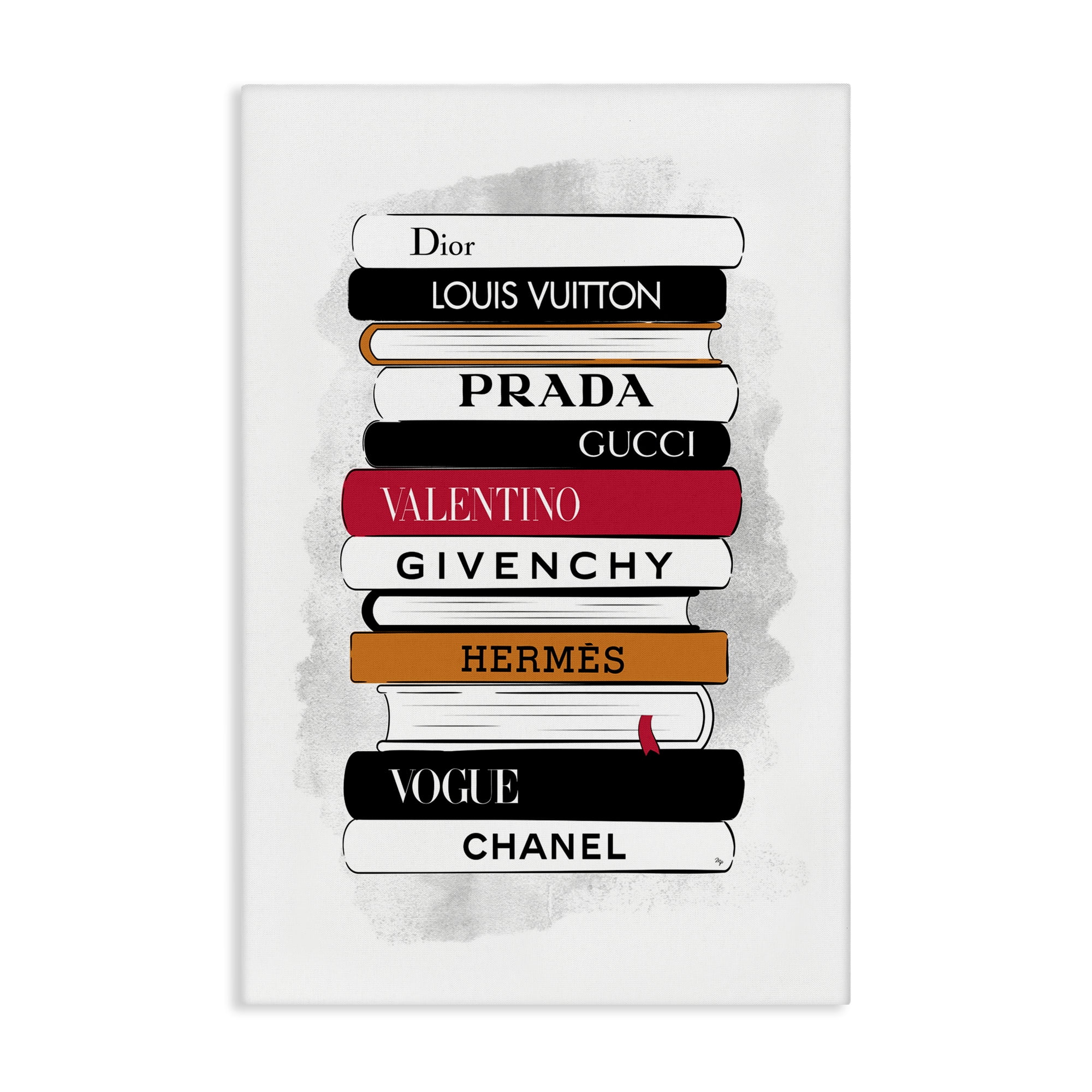 Stupell Industries Tall Fashion Bookstack Beauty & Fashion Painting Gallery Wrapped Canvas Art Print Wall Art, 30 x 45