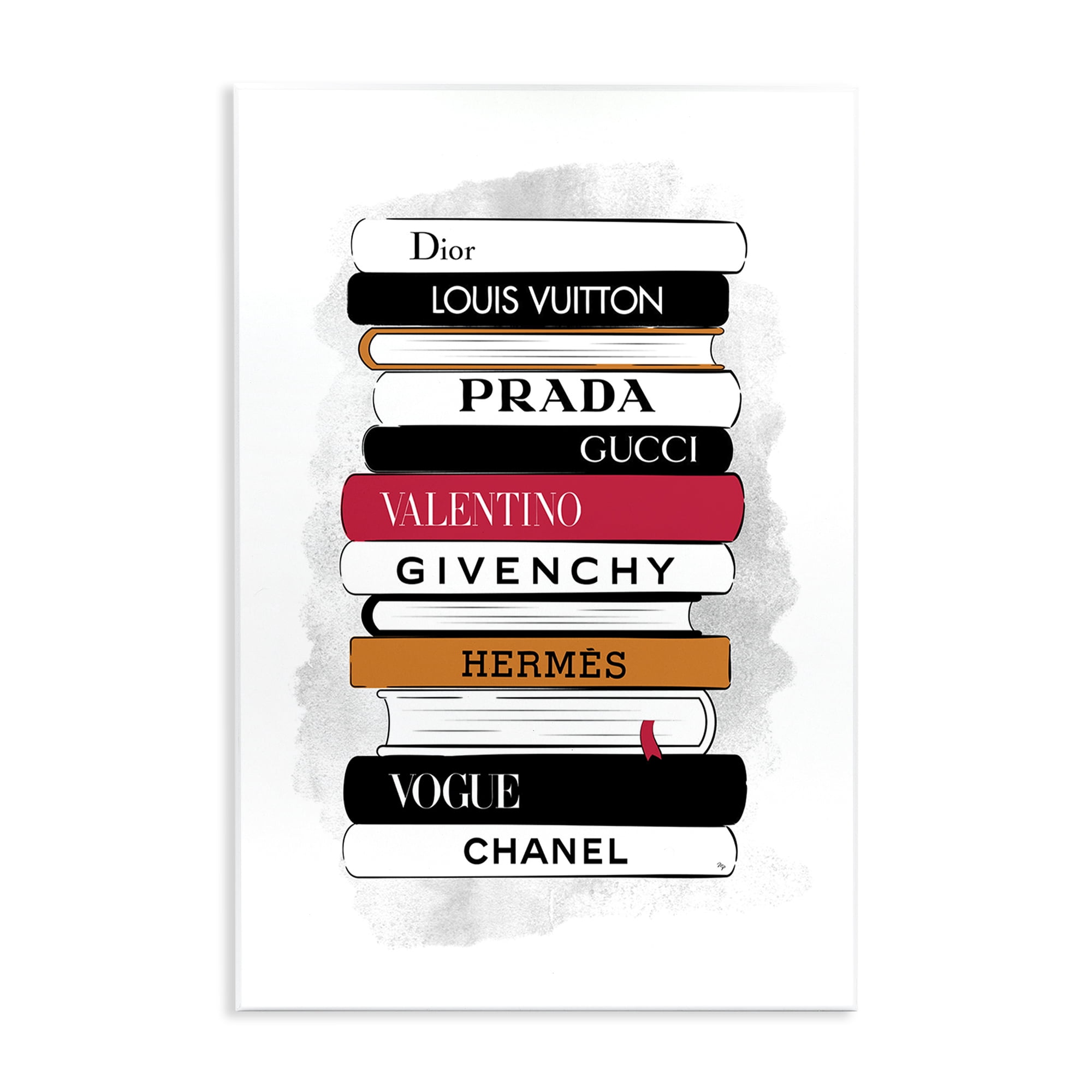 Stupell Industries Tall Fashion Bookstack Beauty & Fashion Painting Unframed Art Print Wall Art, 13 x 19