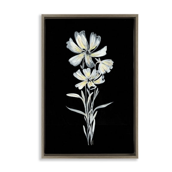 Stupell Industries Tall Floral Stems Plants & Flowers Painting Brown Floater Framed Canvas Art Print Wall Art, 17 x 25