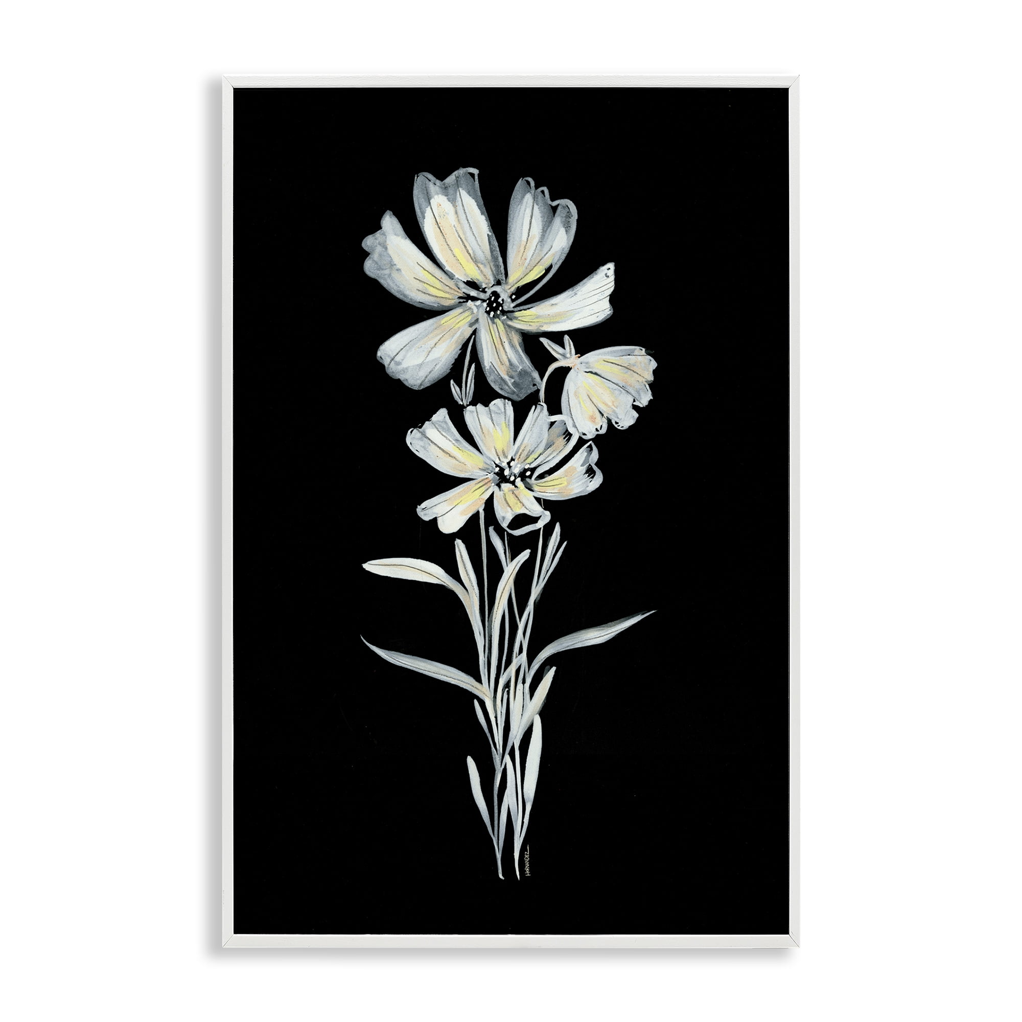 Stupell Industries Tall Floral Stems Plants & Flowers Painting White Framed Art Print Wall Art, 16 x 24