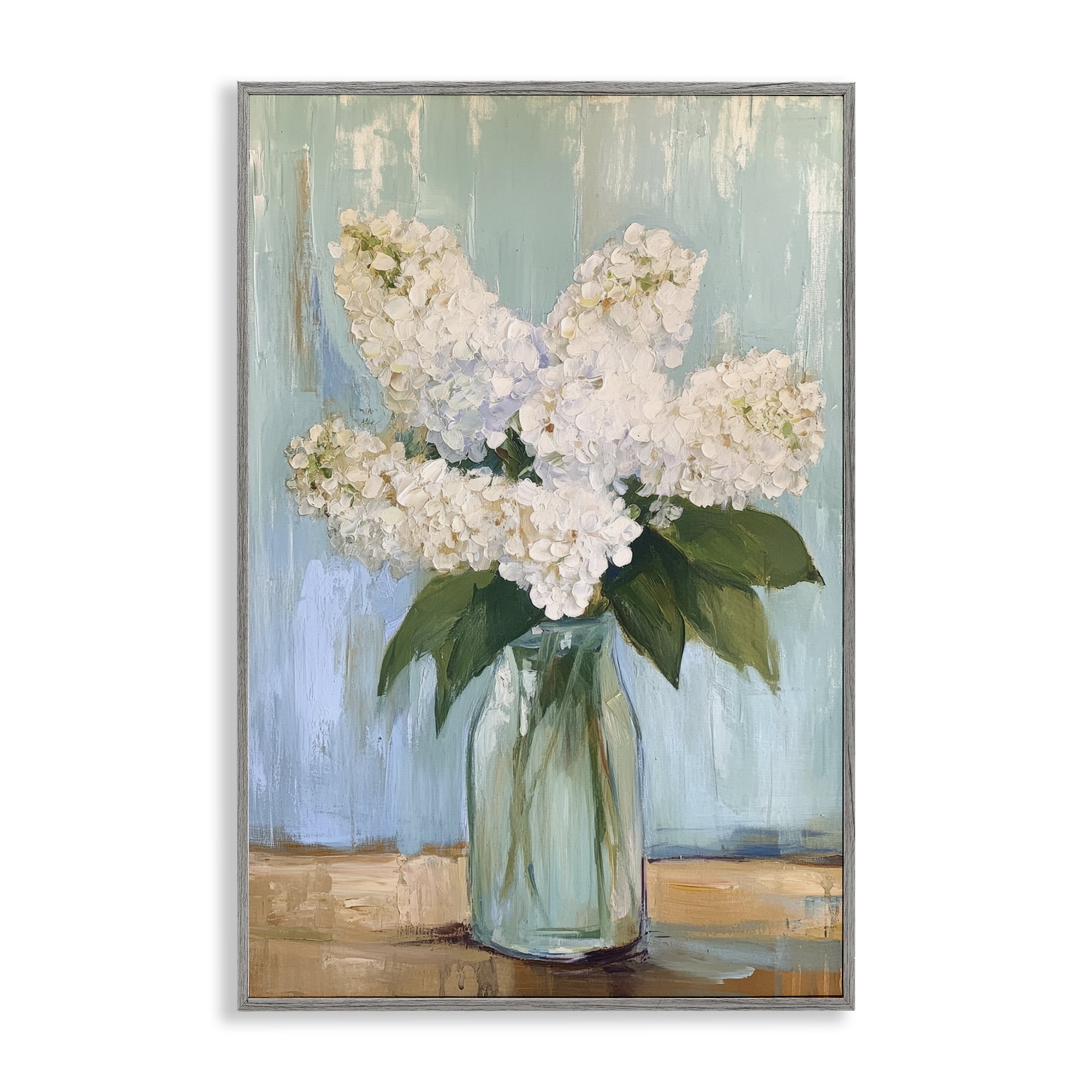 Stupell Industries Tall Flowers in Glass Vase Gray Framed Giclee Art, design by Petal Prints Design