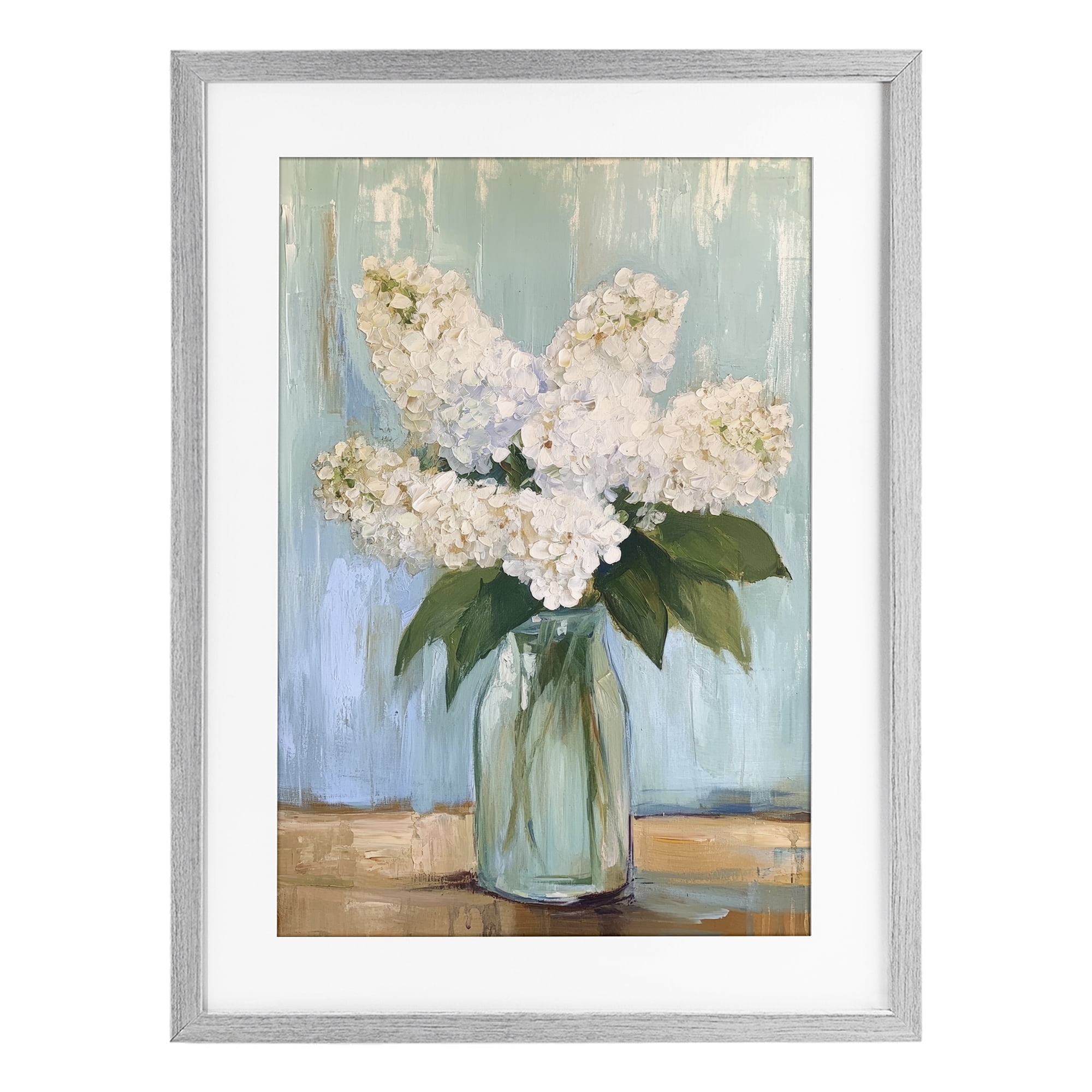 Stupell Industries Tall Flowers in Glass Vase Gray Framed Print Under Glass, design by Petal Prints Design