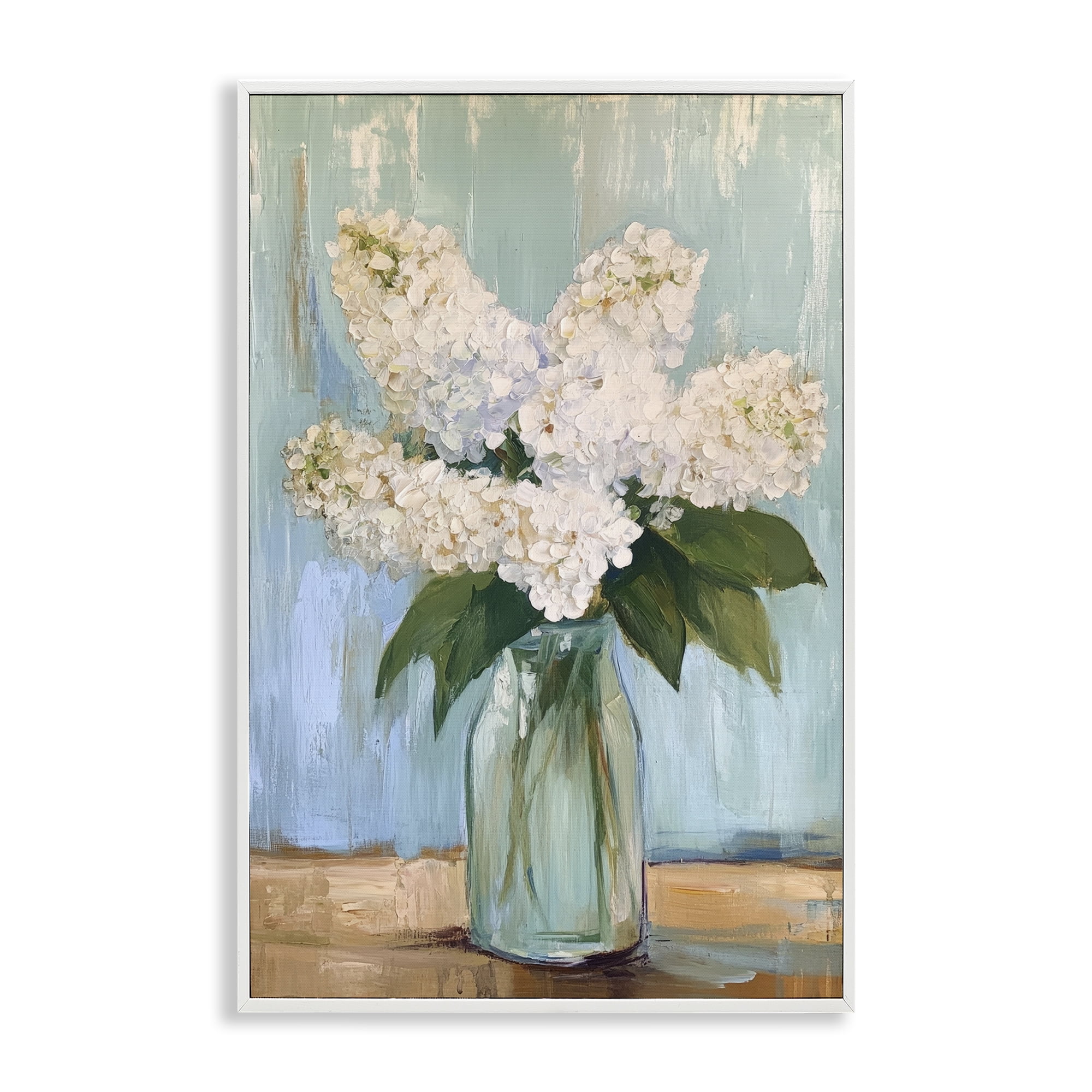 Stupell Industries Tall Flowers in Glass Vase White Framed Giclee Art, design by Petal Prints Design