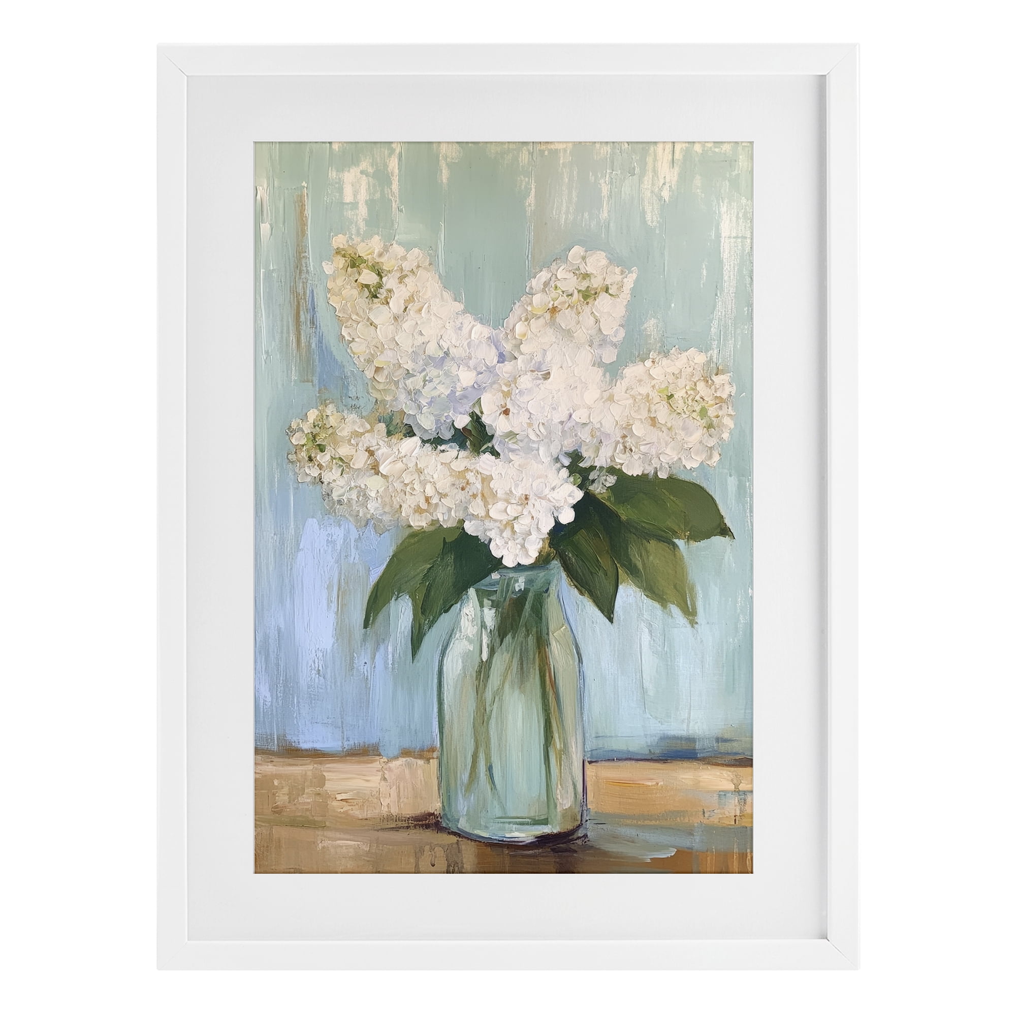 Stupell Industries Tall Flowers in Glass Vase White Framed Print Under Glass, design by Petal Prints Design