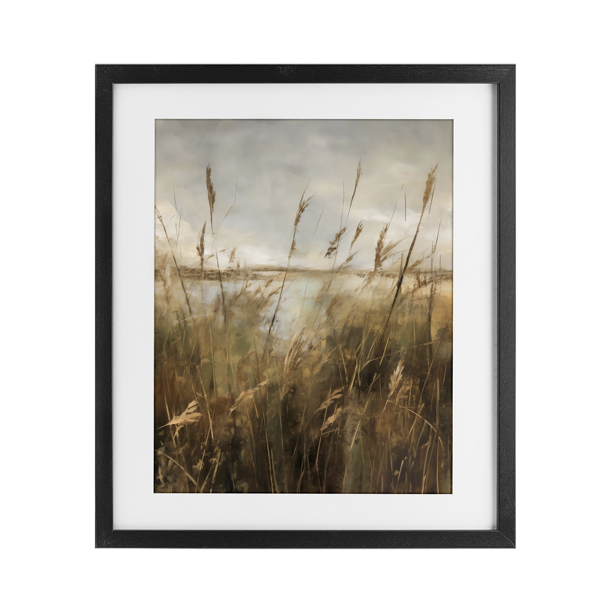Stupell Industries Tall Grass Beside Quiet Lake Black Framed Print Under Glass, design by Creative Studio