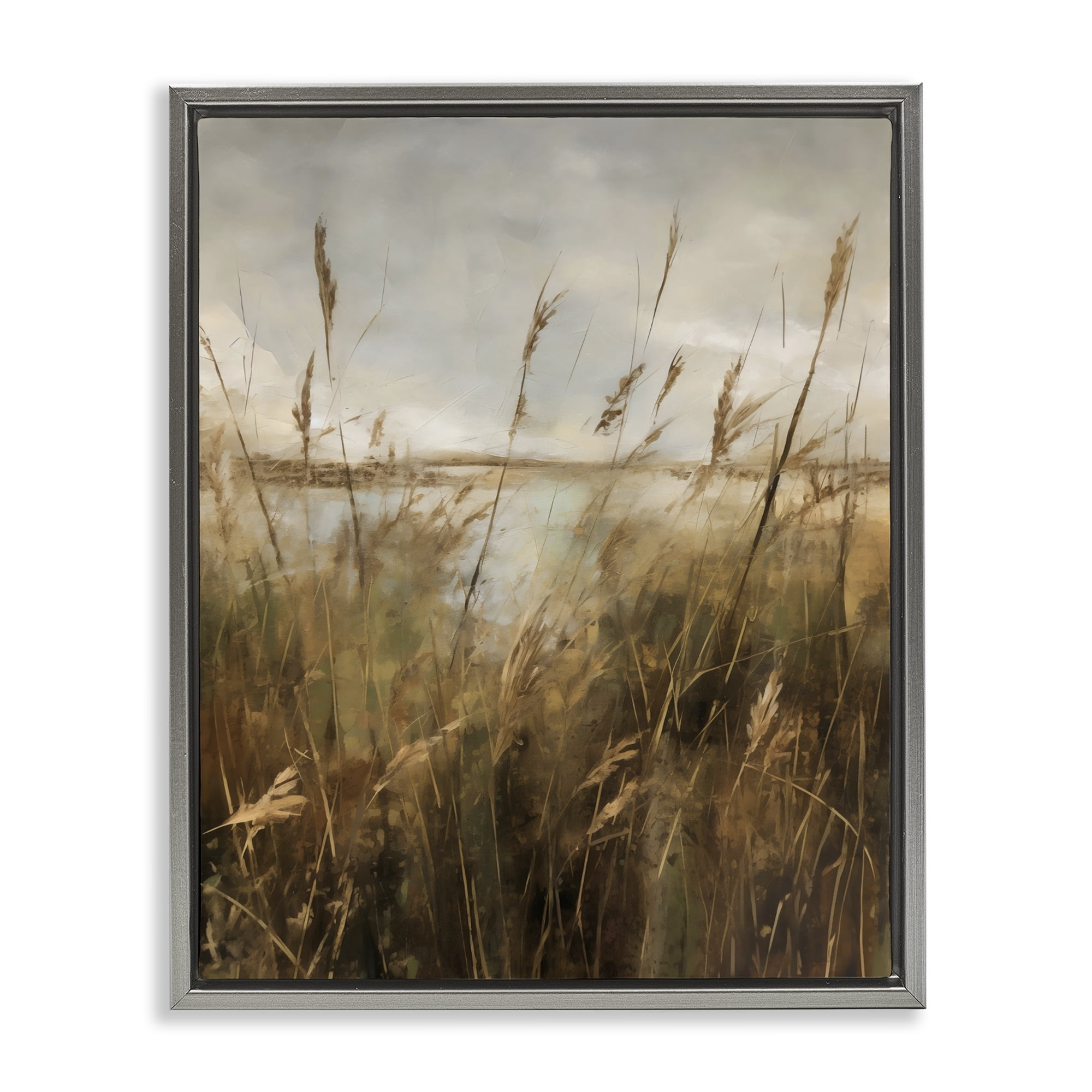 Stupell Industries Tall Grass Beside Quiet Lake Gray Framed Floater Canvas Wall Art, design by Creative Studio
