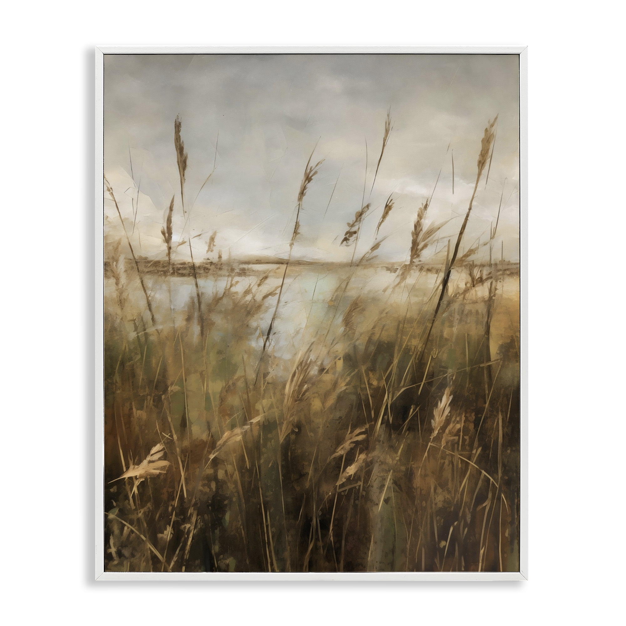 Stupell Industries Tall Grass Beside Quiet Lake White Framed Giclee Art, design by Creative Studio