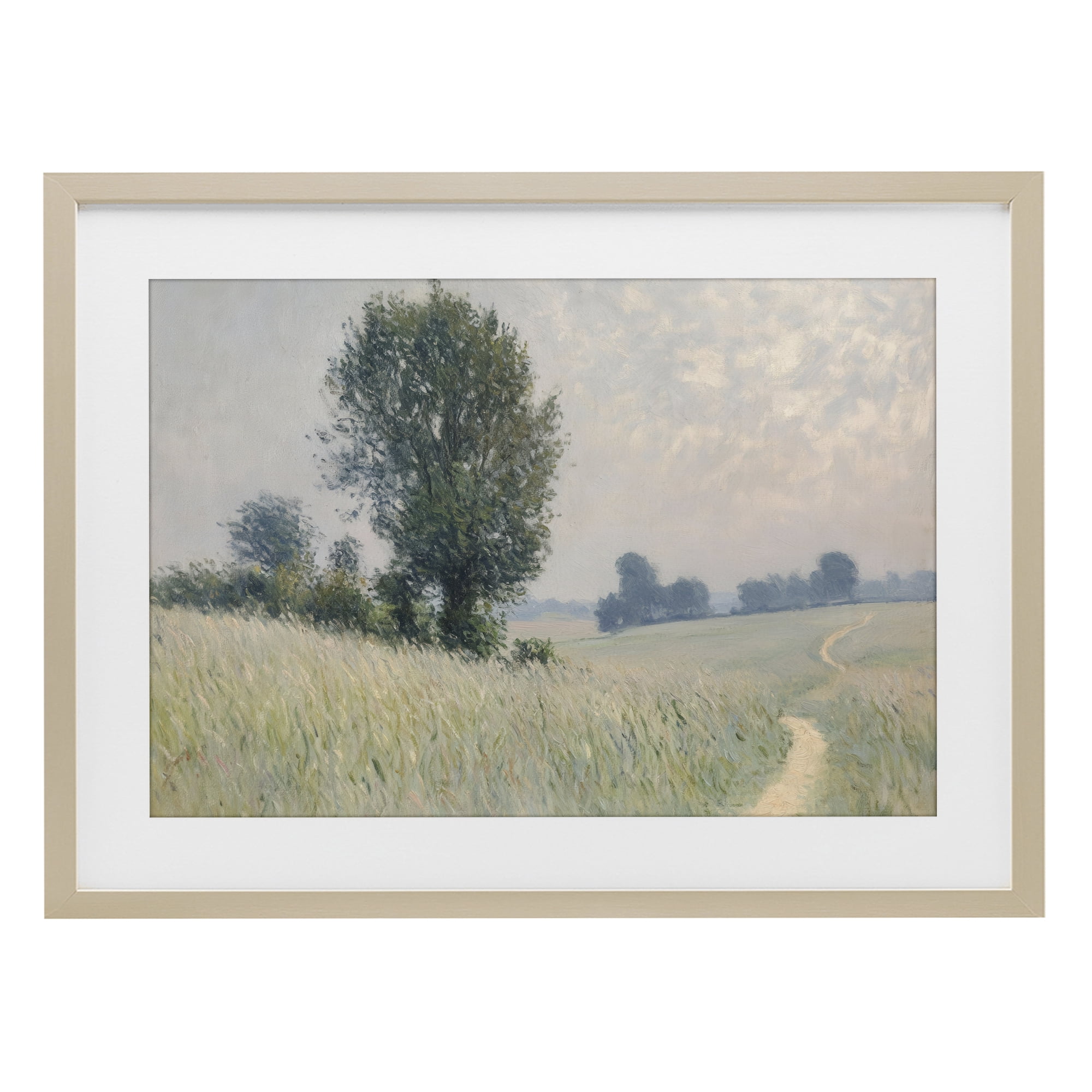 Stupell Industries Tall Grass Path Through Meadow Birch Framed Print Under Glass, design by Petal Prints Design