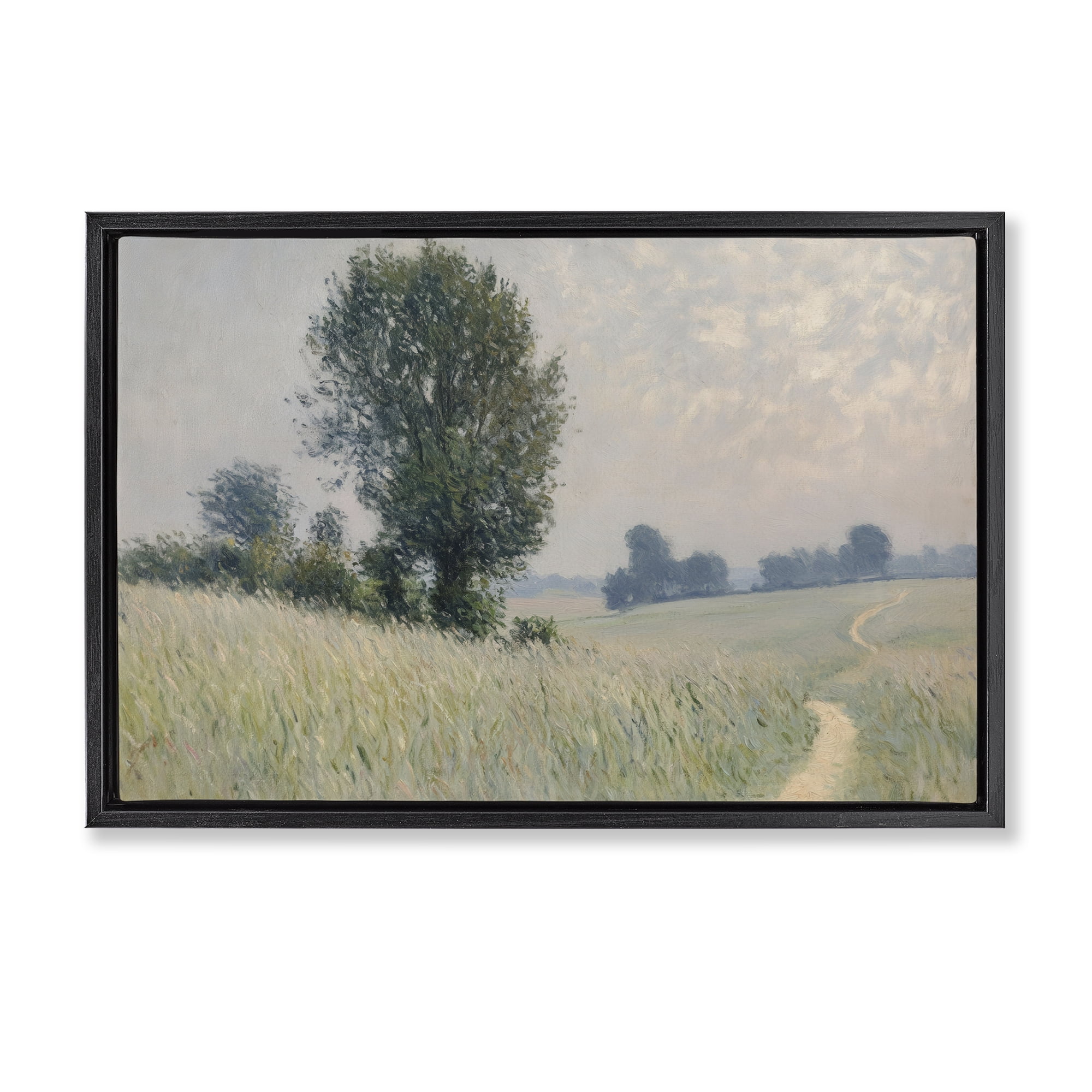 Stupell Industries Tall Grass Path Through Meadow Black Framed Floater Canvas Wall Art, design by Petal Prints Design