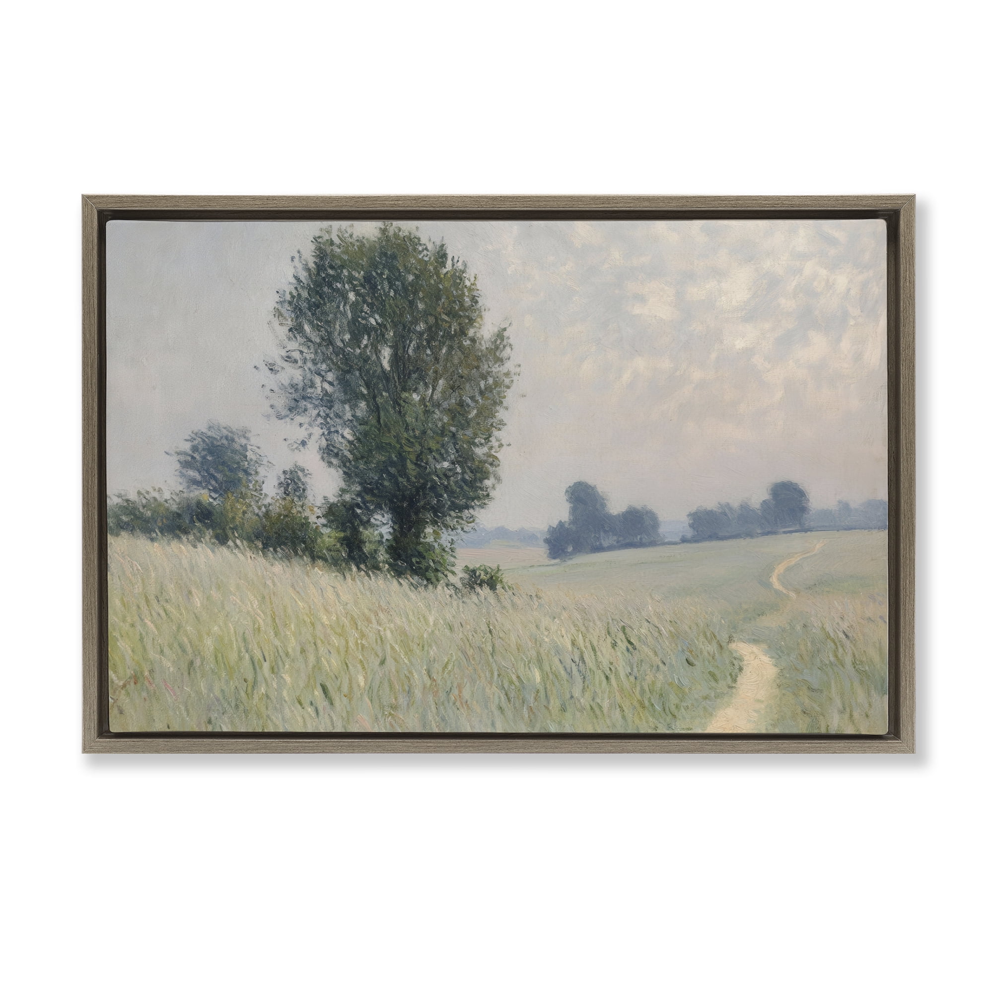Stupell Industries Tall Grass Path Through Meadow Brown Framed Floater Canvas Wall Art, design by Petal Prints Design