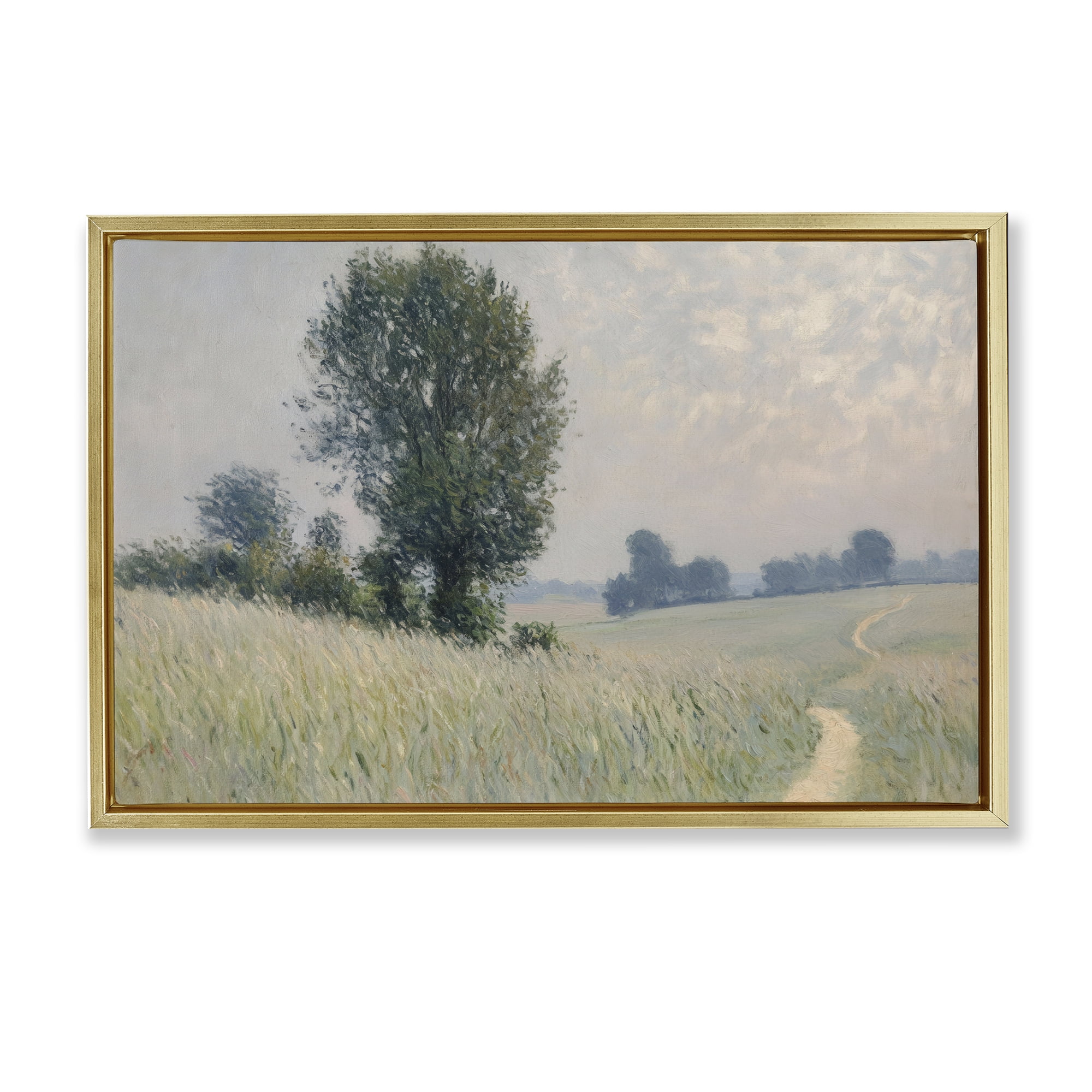 Stupell Industries Tall Grass Path Through Meadow Gold Framed Floater Canvas Wall Art, design by Petal Prints Design