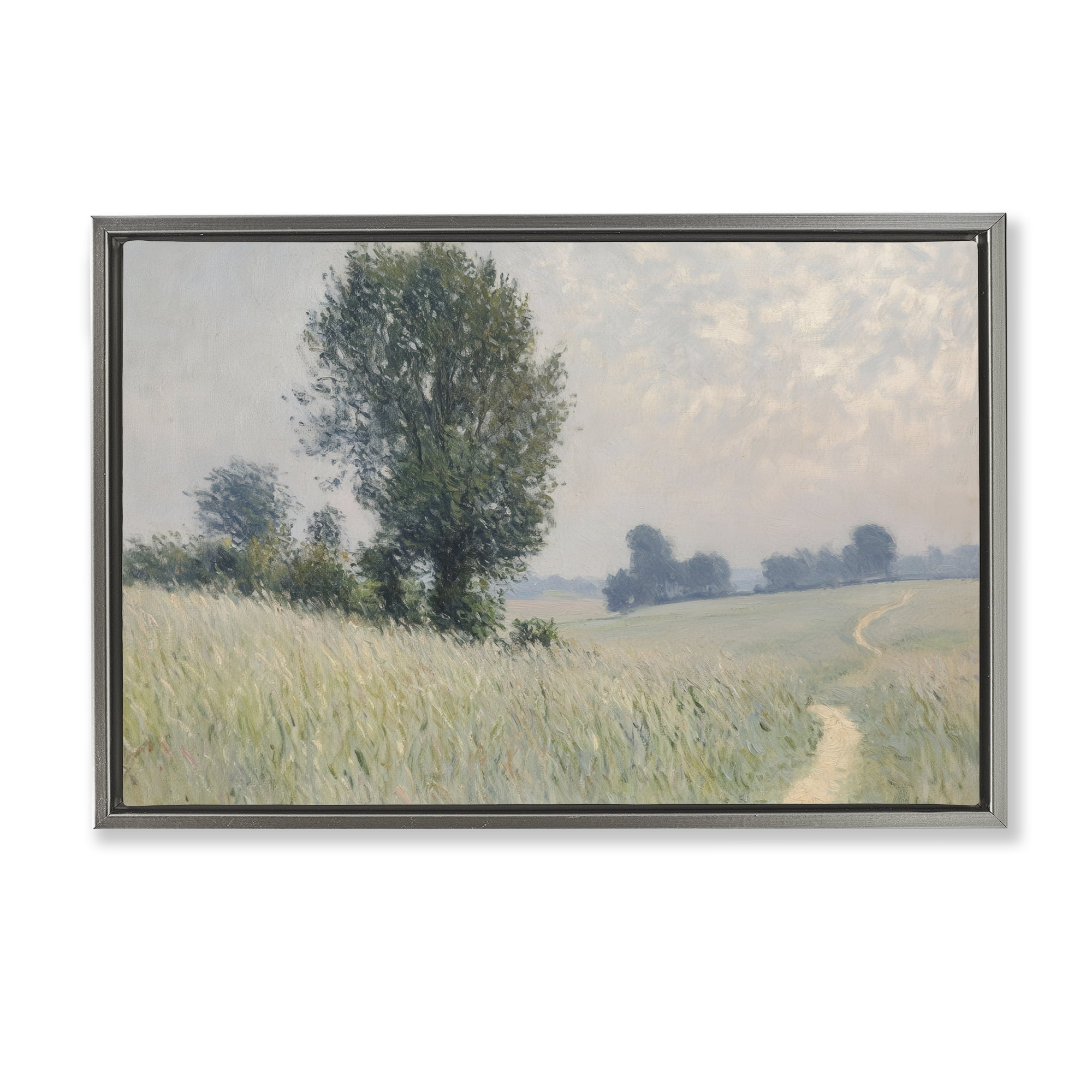 Stupell Industries Tall Grass Path Through Meadow Gray Framed Floater Canvas Wall Art, design by Petal Prints Design