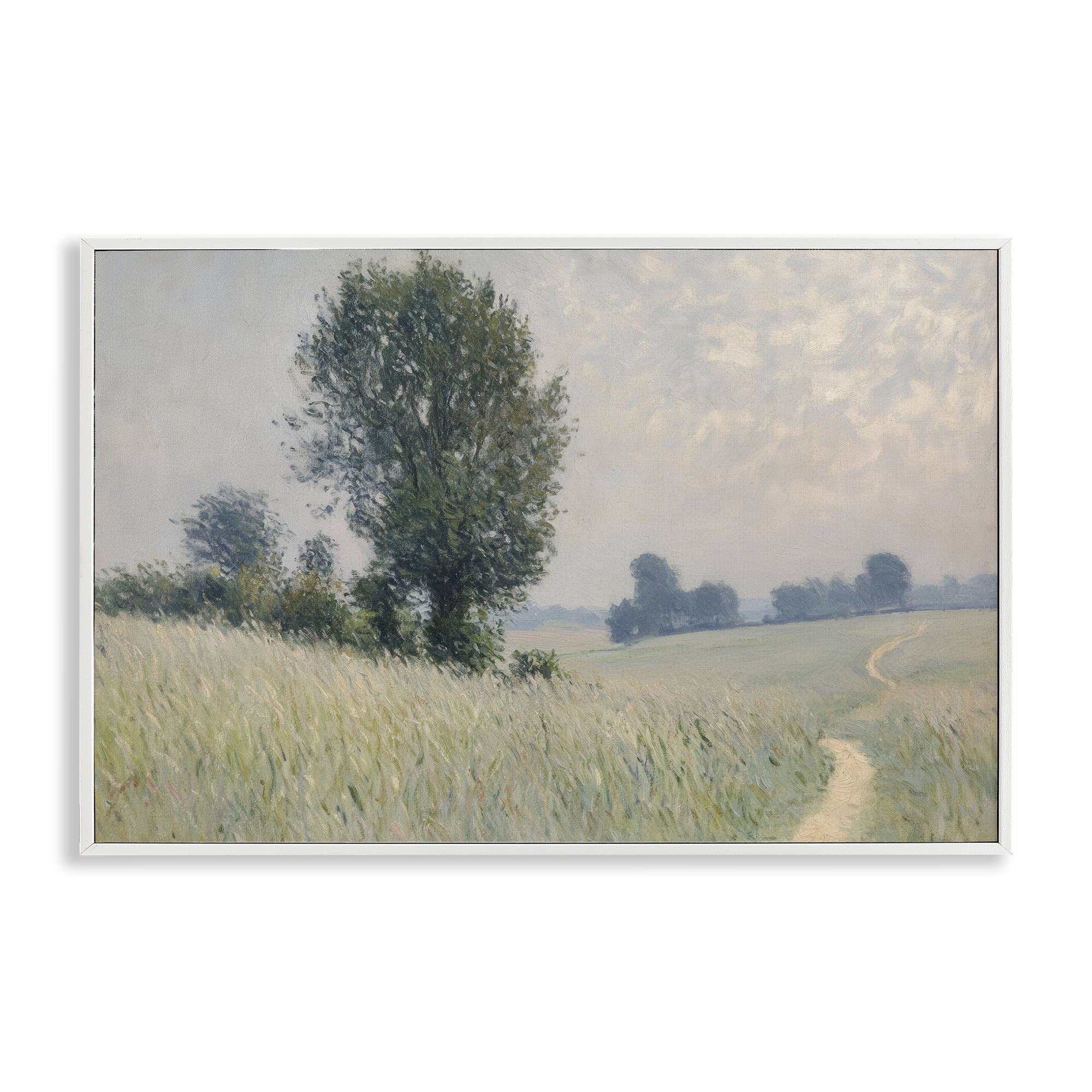 Stupell Industries Tall Grass Path Through Meadow White Framed Giclee Art, design by Petal Prints Design