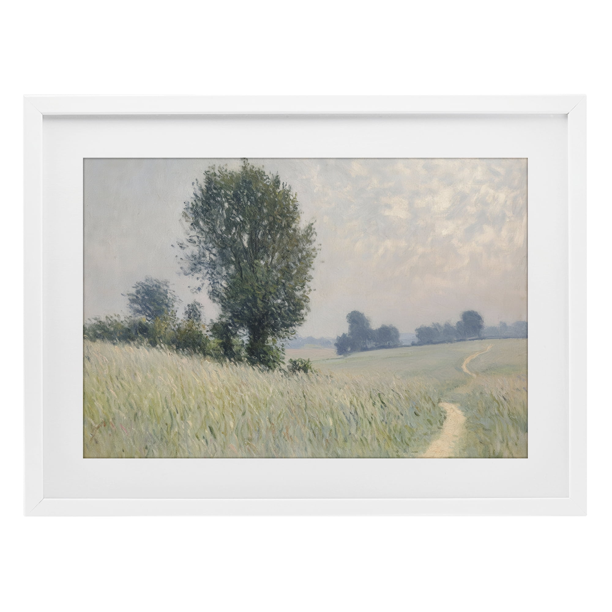 Stupell Industries Tall Grass Path Through Meadow White Framed Print Under Glass, design by Petal Prints Design
