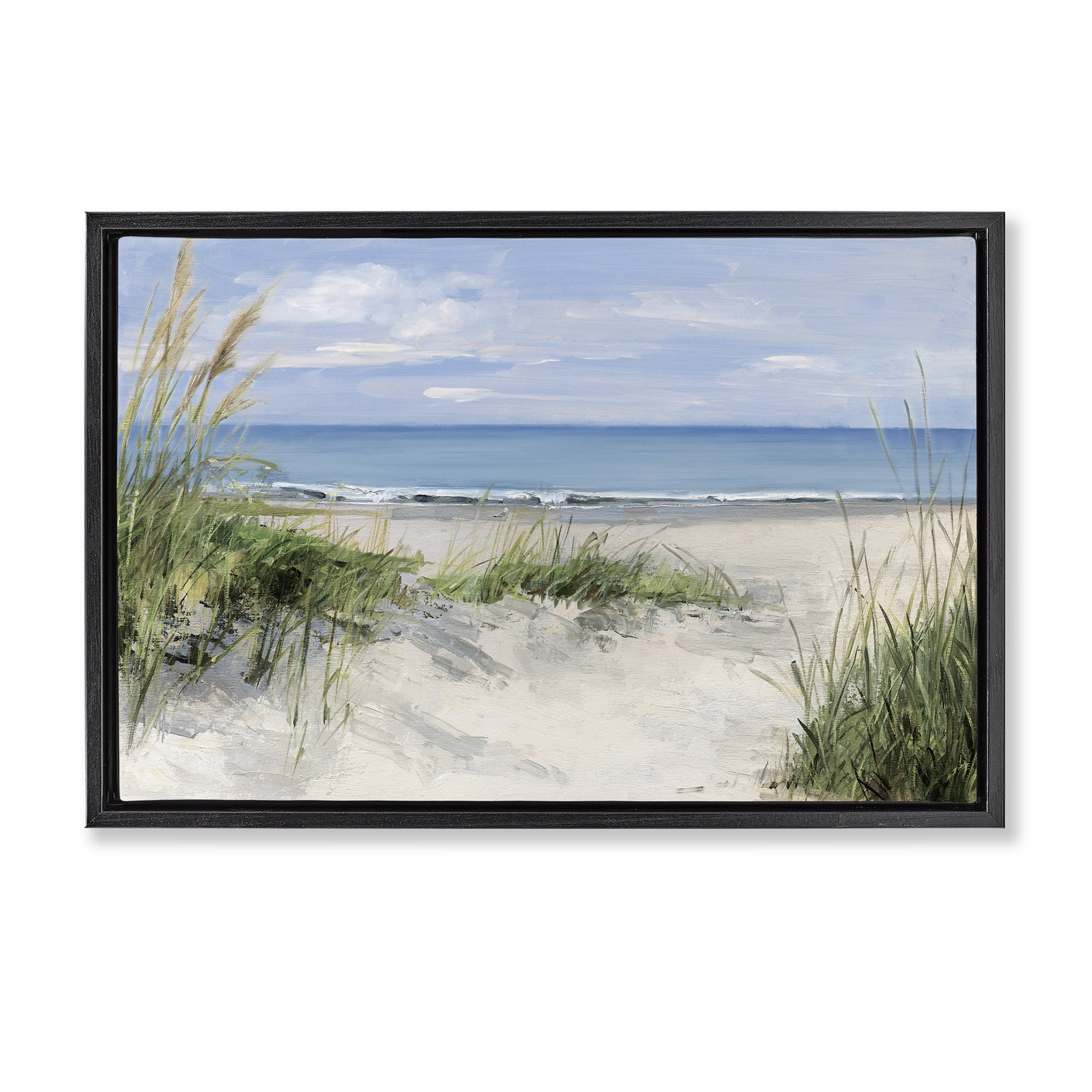 Stupell Industries Tall Grasses by Beach Coast Black Framed Floater Canvas Wall Art, design by Sally Swatland
