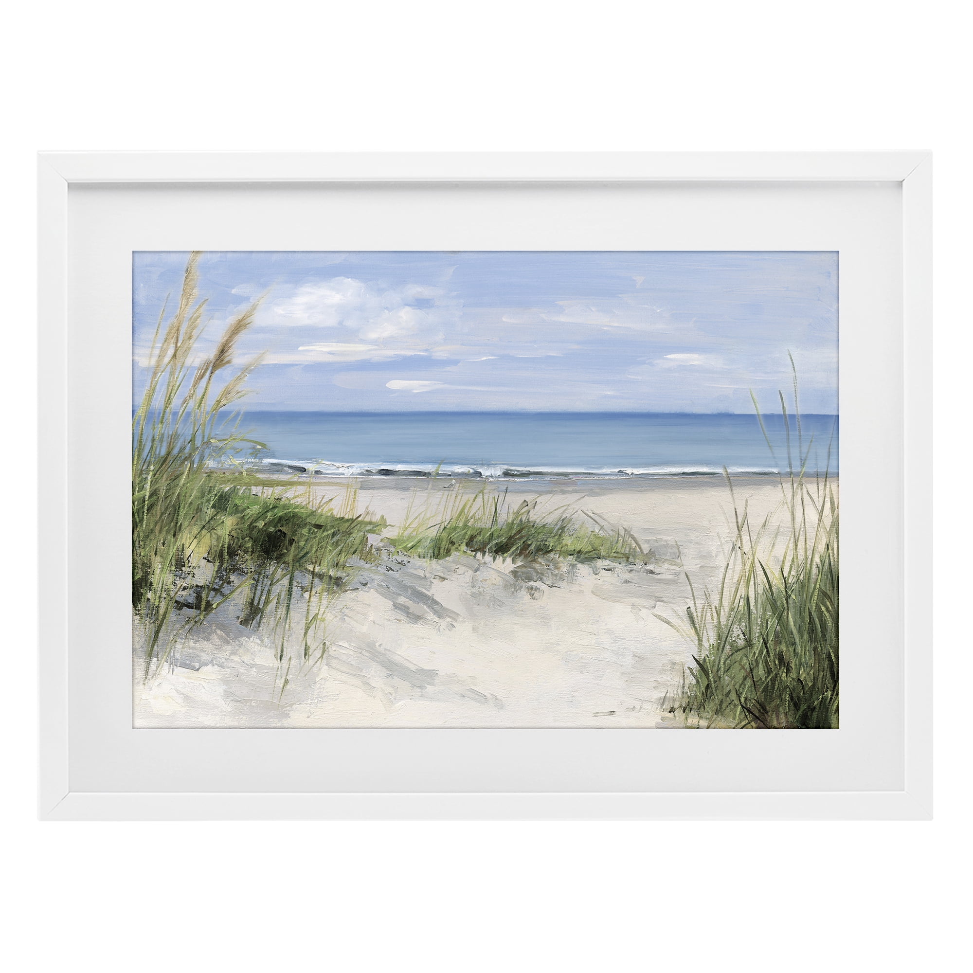 Stupell Industries Tall Grasses by Beach Coast White Framed Print Under Glass, design by Sally Swatland